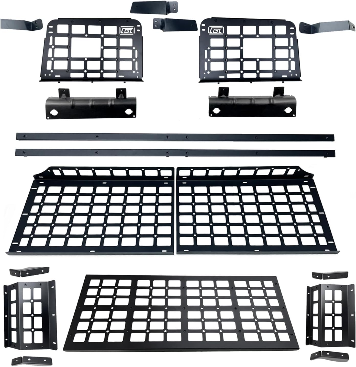 L2R MOLLE Panel Rear Trunk Organizer for GWM Tank 300 Petrol, Modular Storage Shelf, Debris Rack Carrier Kit, 2020-2024 (Roof Shelf+Side Panels+Center Shelf)