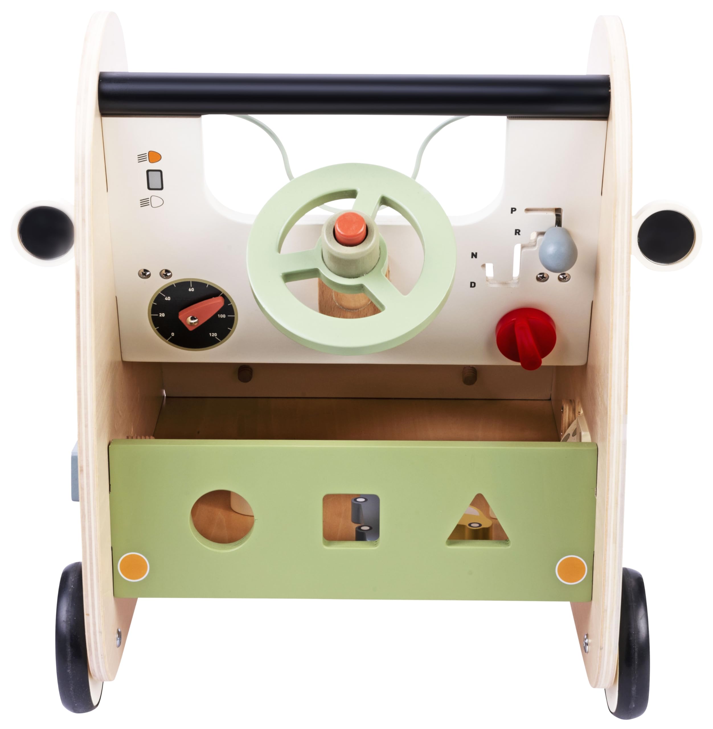 Engelhart - 640055 - Trotter in Legno Multi- attività - Giocattolo a Forma di Auto da Spingere per Bambini - Sviluppo Motorio e Educativo - A partire da 12 mesi
