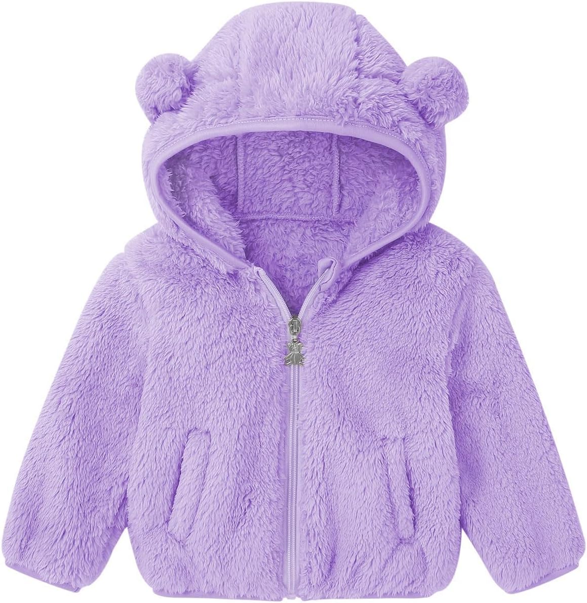 Girls Fuzzy Fleece Jacket Casual Full Zip Sherpa Coat Toddler Faux Fur Jackets Soft Outwear with Pockets
