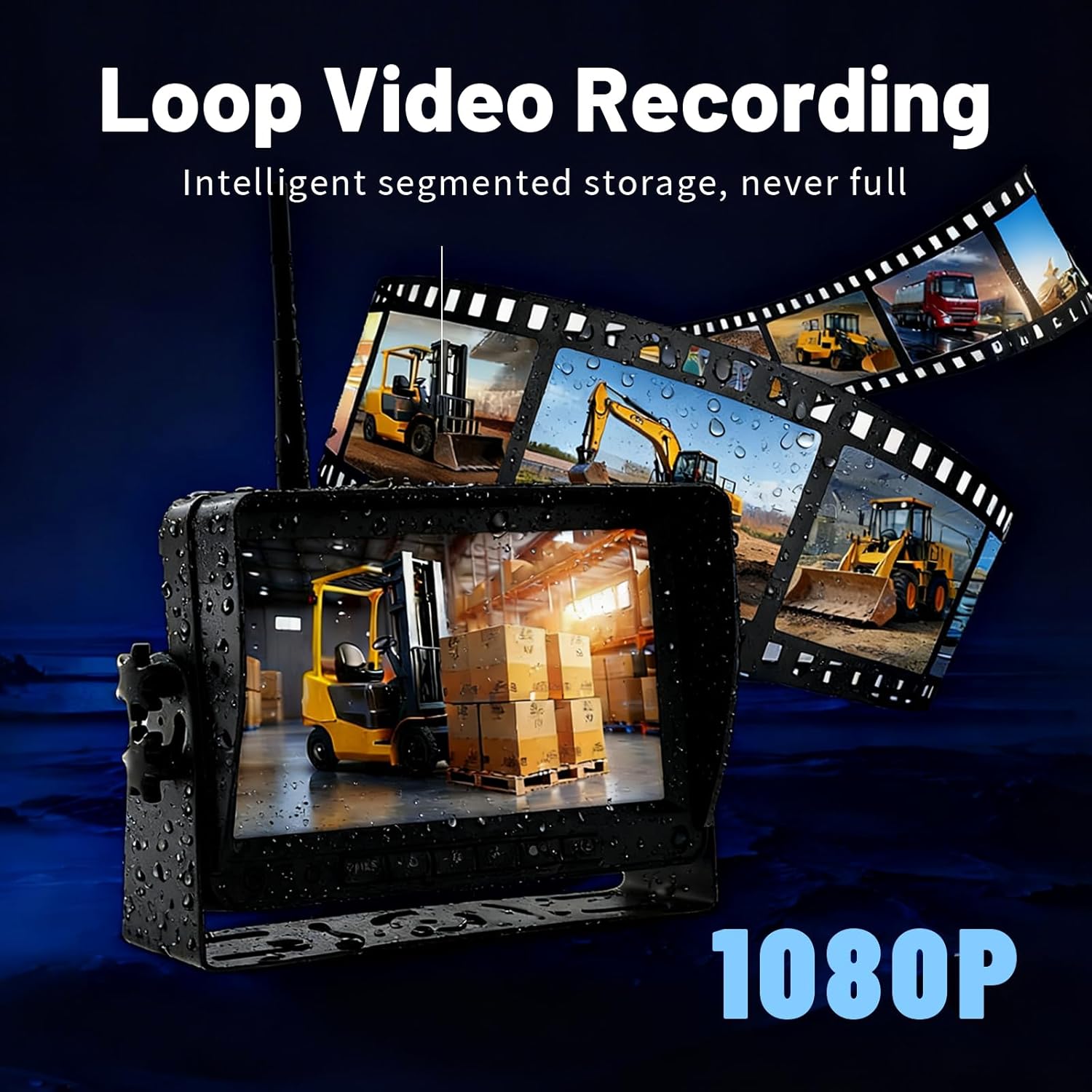 7-inch Forklift Reversing Monitor, Wireless HD 1080P Magnetic Camera with IR Laser Positioning Camera for Forklifts, Trucks, Vans, Industrial Vehicles Car SurveillanceCamera (Red Laser)
