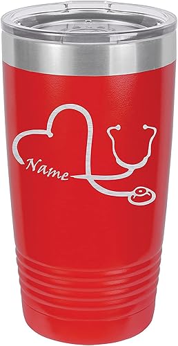 Nurse Stethoscope Personalized Tumbler | Doctor Gift, Customizable 20oz Cup, Engraved Coffee Tumbler, Insulated Tumbler, Metal Bottle