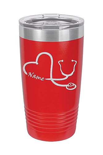 Nurse Stethoscope Personalized Tumbler | Doctor Gift, Customizable 20oz Cup, Engraved Coffee Tumbler, Insulated Tumbler, Metal Bottle