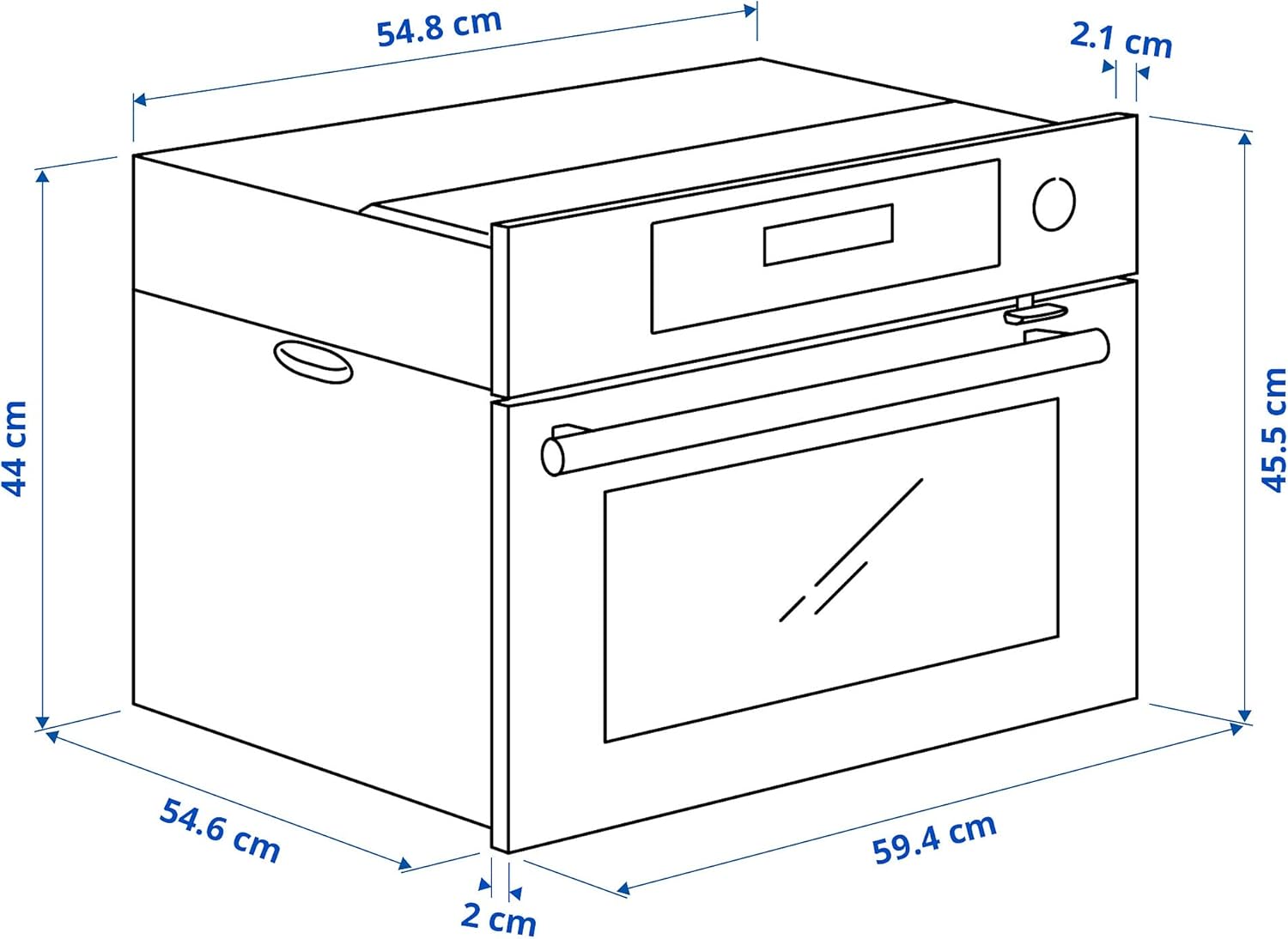 Dimensional drawing of the KULINARISK steam oven