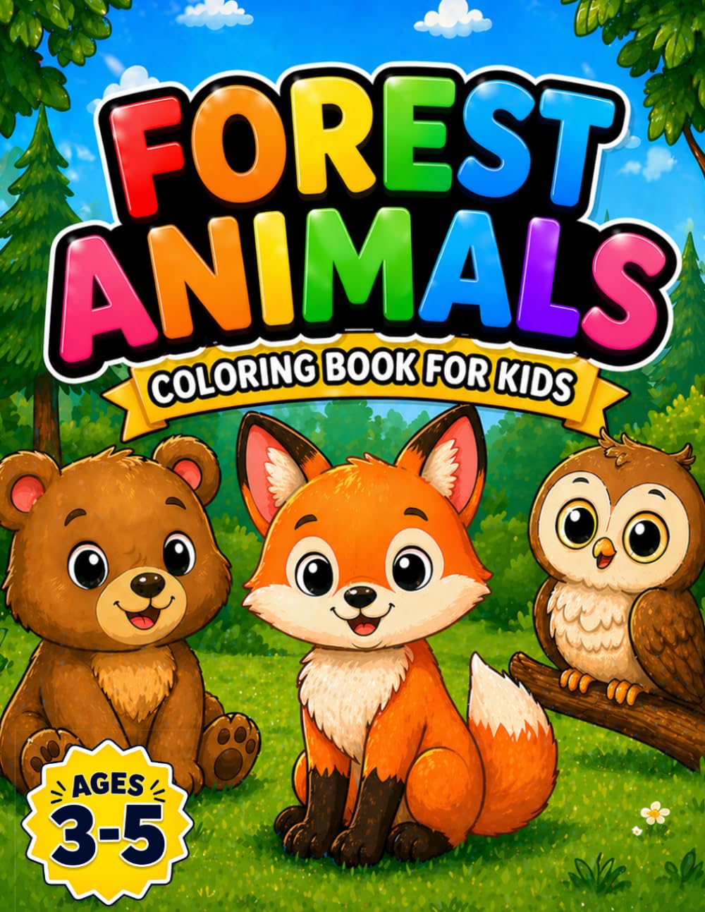 Forest Animals Coloring Book for Kids Ages 3–5 | Easy and Fun Coloring Pages for Toddlers: Cute and Simple Woodland Animals for Little Hands | Preschool Coloring Book