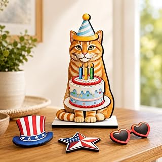 6 Pcs Interchangeable Table Decoration, Cat Holiday Decor