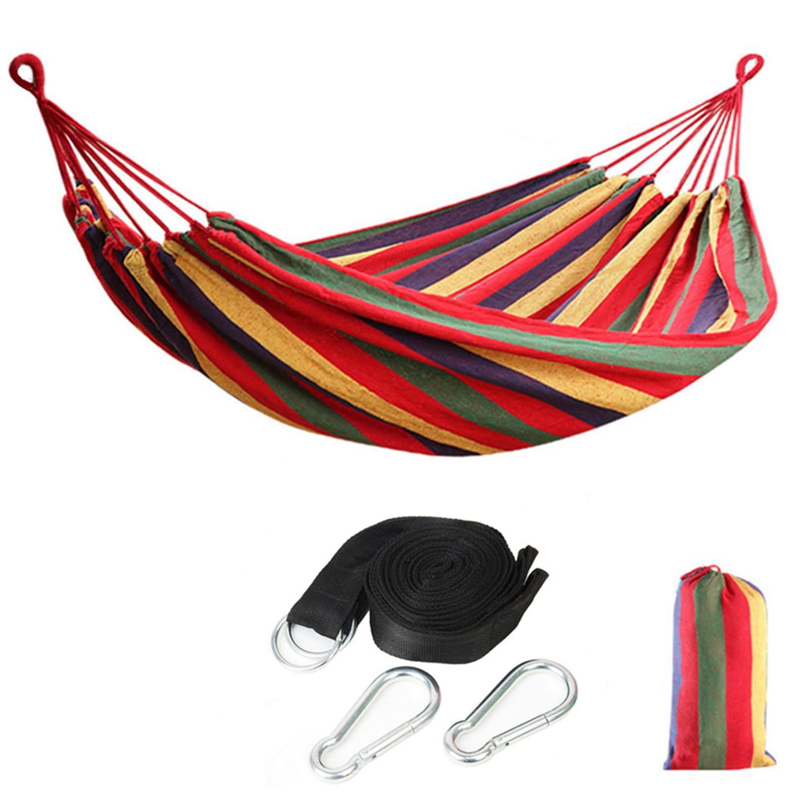 ZusFut Hamaca Colgante| Extra Larga Amplia Hamaca 275x150cm / Transpirable Algodón / 200KG Capacidad de Carga/2 Cuerdas de Nylon/Multicolor| Hamacas Jardín Hamacas Colgantes (275)