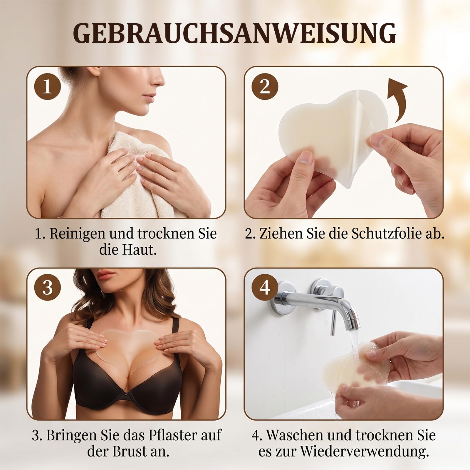 20 Stück Dekoltee Pads Antifalten, Brustpads Dekoltee Pad, Decollete Pads Antifalten Bekämpfung von Brustfalten