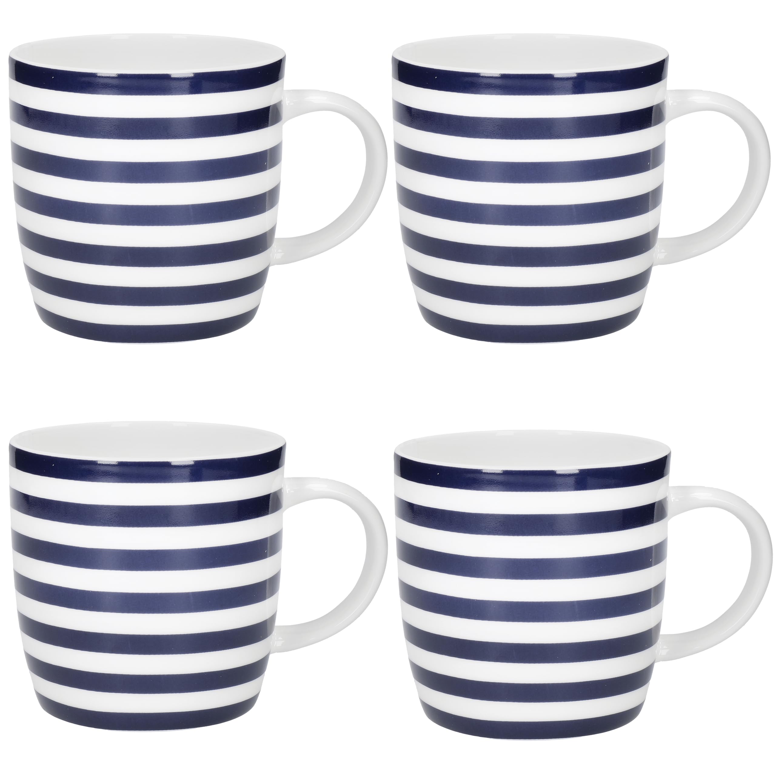 Kitchencraft  Set Of 4 And White Striped Coffe Blue - 4 x 425ml