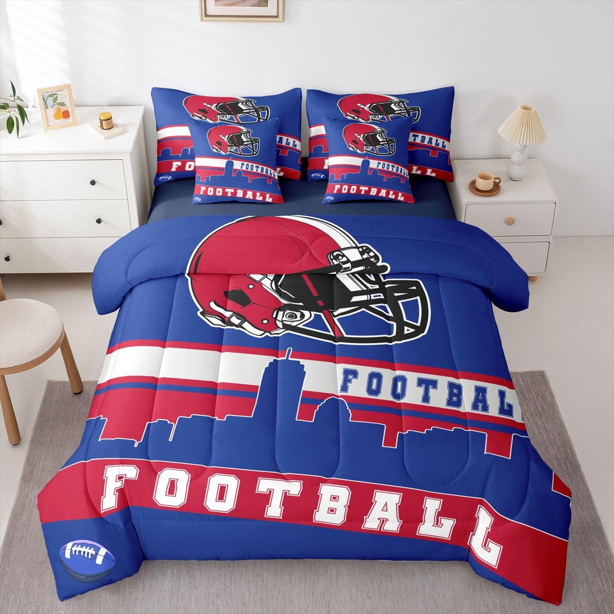 Erosebridal Football City 7 Pcs Comforter Set Football Bedding Twin