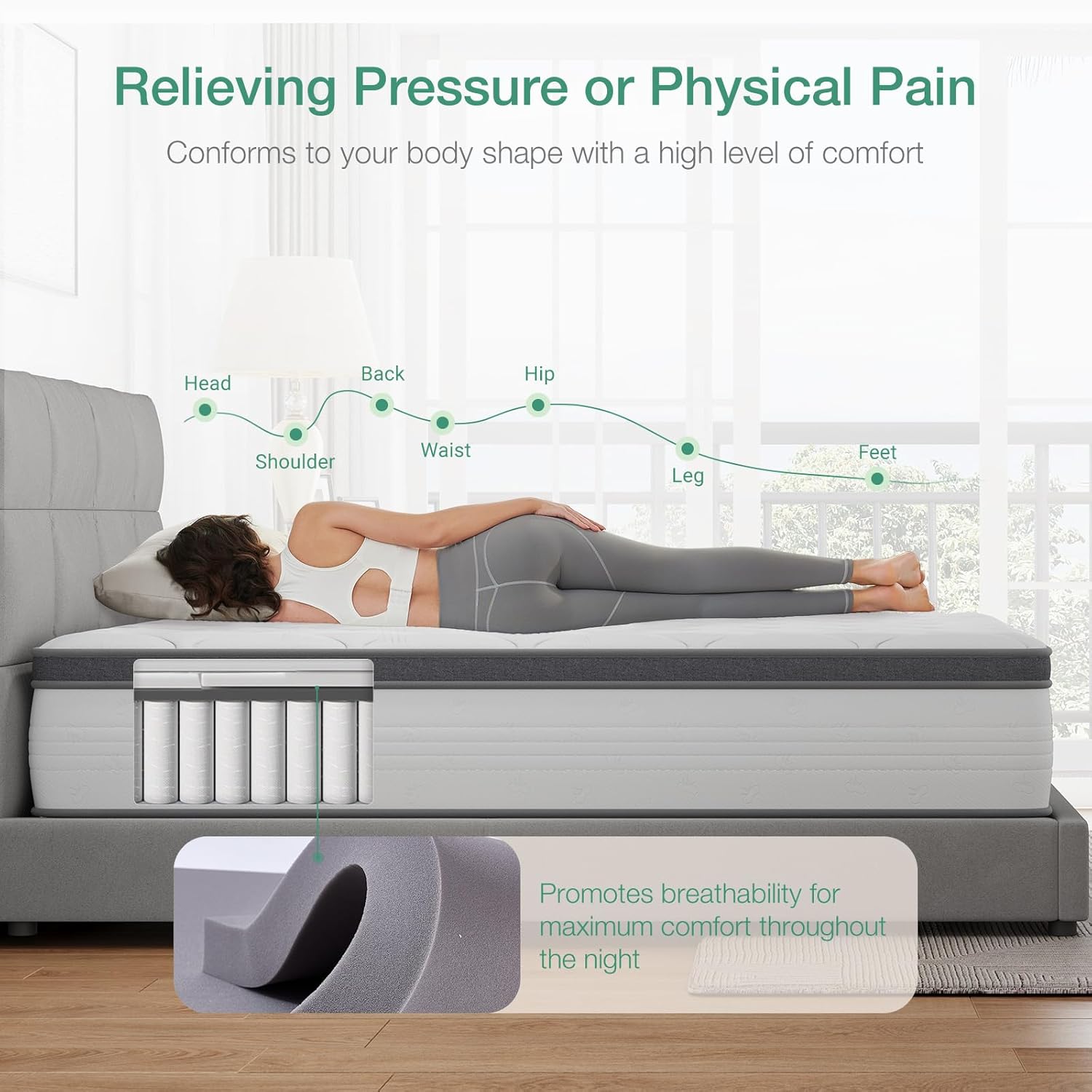 Novilla Queen Mattress, 12 Inch Hybrid Mattress Queen Combine Innerspring and Comfort Foam Layer, Pressure Relief & Motion Isolation, Medium Firm Feel