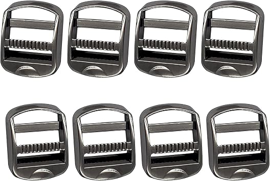 Backpack Buckle Replacement for Nylon Straps 1 inch Wide, Metal Buckles for Purse Handbag Dog Leash, Heavy Duty Strap Slider Adjuster Webbing Strap Release Buckles Hardware-8 PCS/Gun Black
