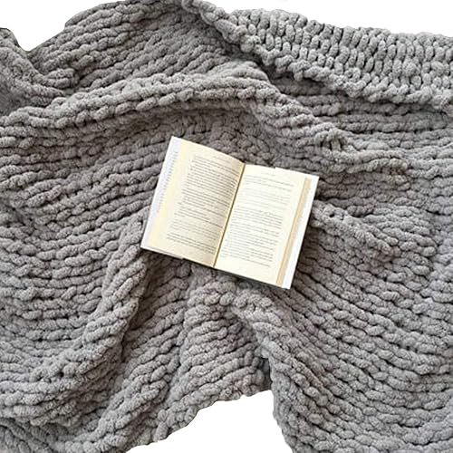 Manta de felpilla de punto grueso de tamaño pequeño de 32 x 32 pulgadas, manta de ganchillo súper voluminosa para decoración del hogar