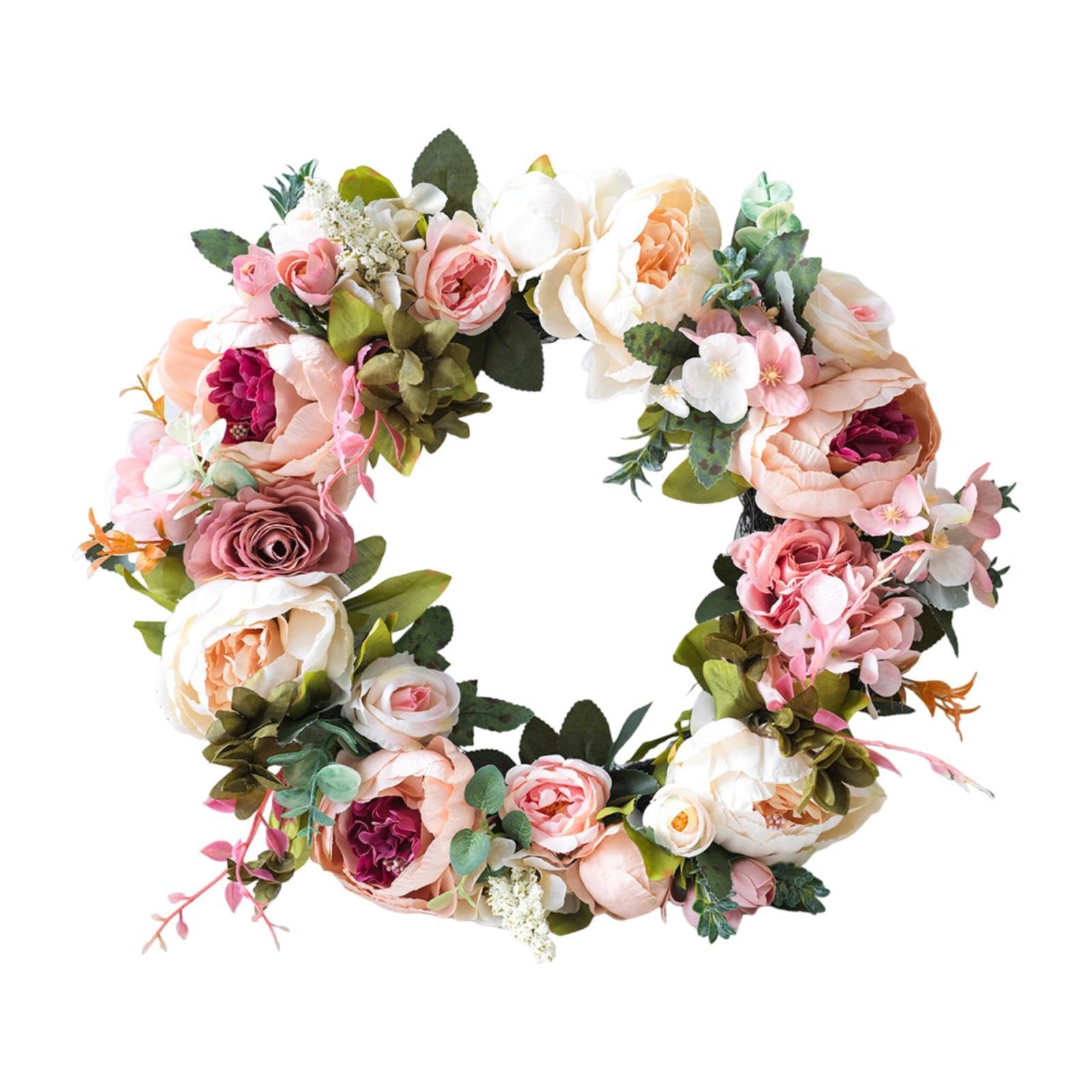 Türkranz für Den Eingangsbereich, Frühlings Und Sommerkranz, Künstliche Blumen, 38 cm Durchmesser, Zum, Rosa