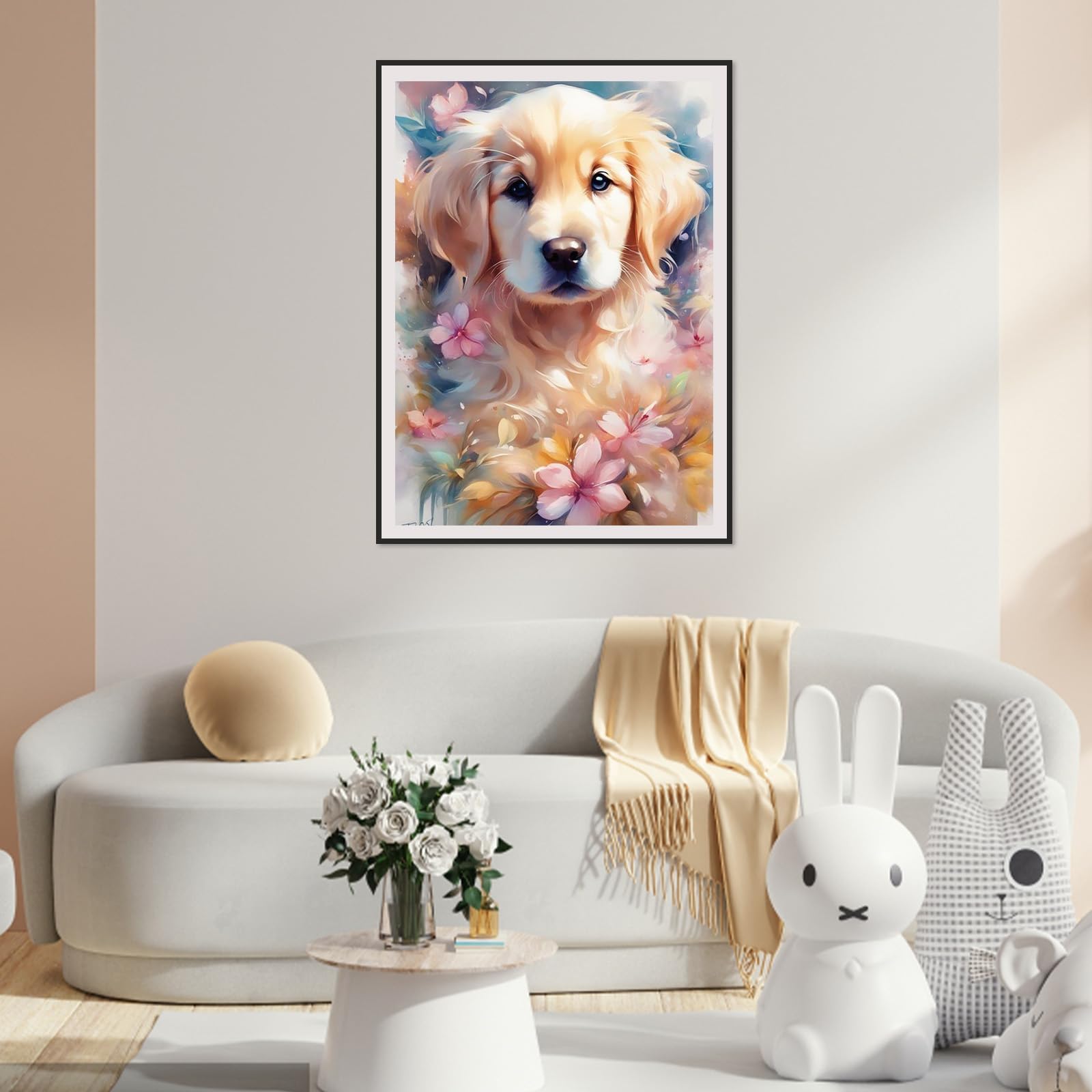 QENSPE Diamond Painting Kit 5D Cucciolo | 30x40 Cm Con Tela HD E Strumenti | Fai Da Te Per Adulti E Bambini