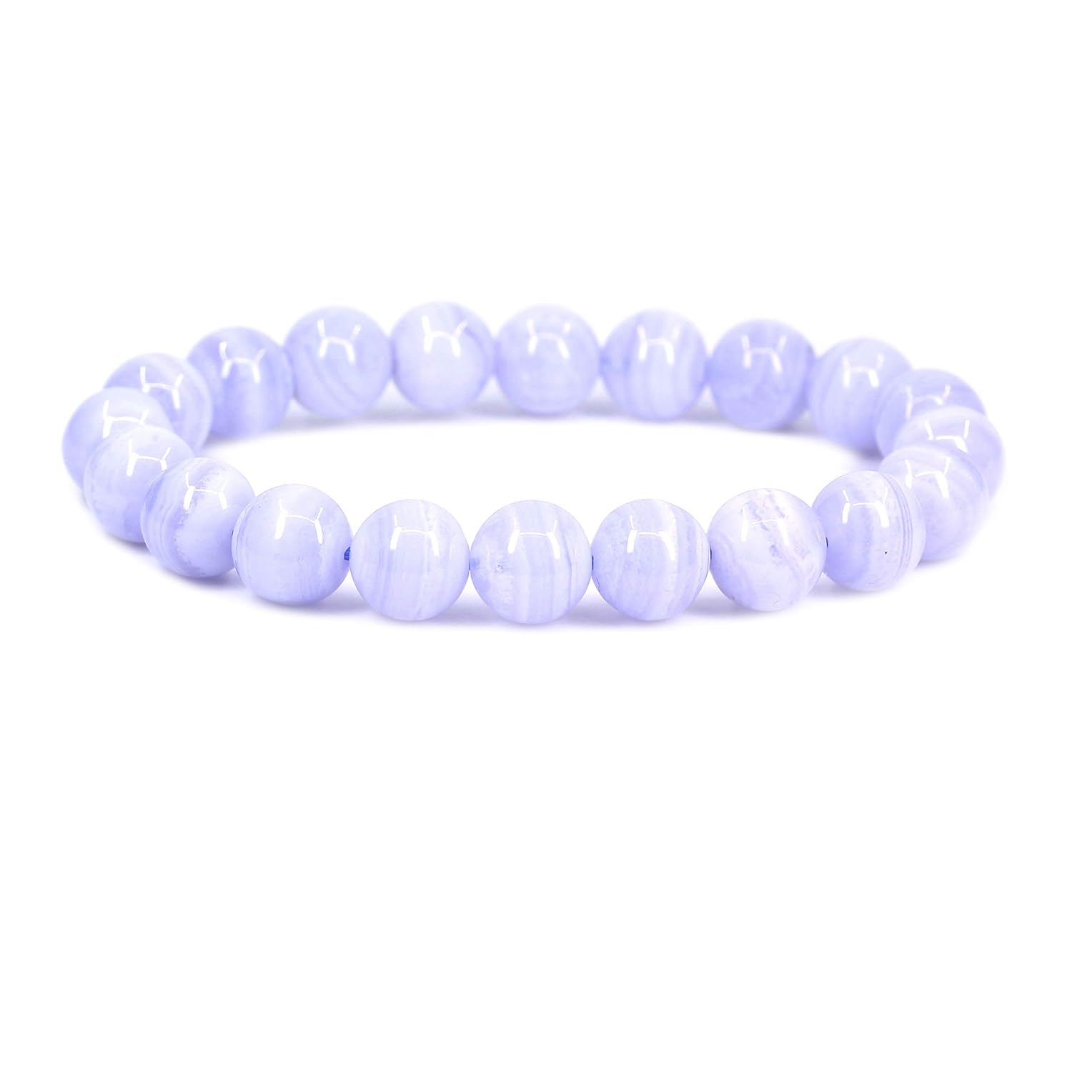 Amandastone Natural Gemstone 10mm Round Beads Stretch Bracelet 7 Inch