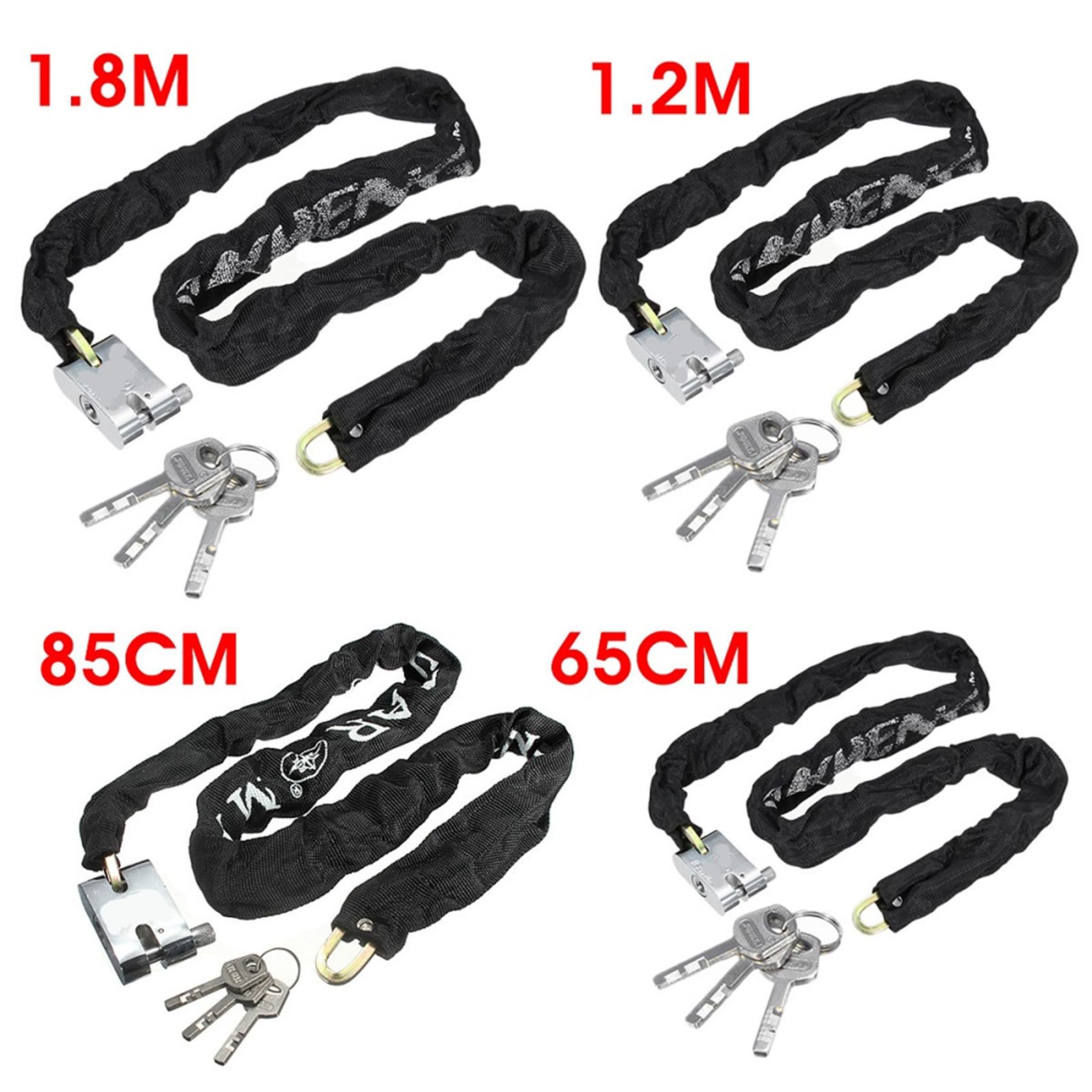 Heavy Duty Anti-Theft Chain Lock for Bicycles Motorcycles Scooters Hardened Steel with Fabric Sleeve (65cm)