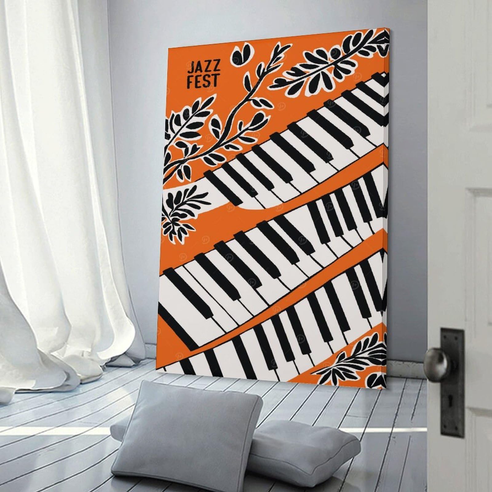 Junmoney Hanging Wall Art Jazz Fest Orange, 20x30inch(50x75cm), for Contemporary Homes, Apartments Or Offices, Stylish Wall Art for Fresh Spaces