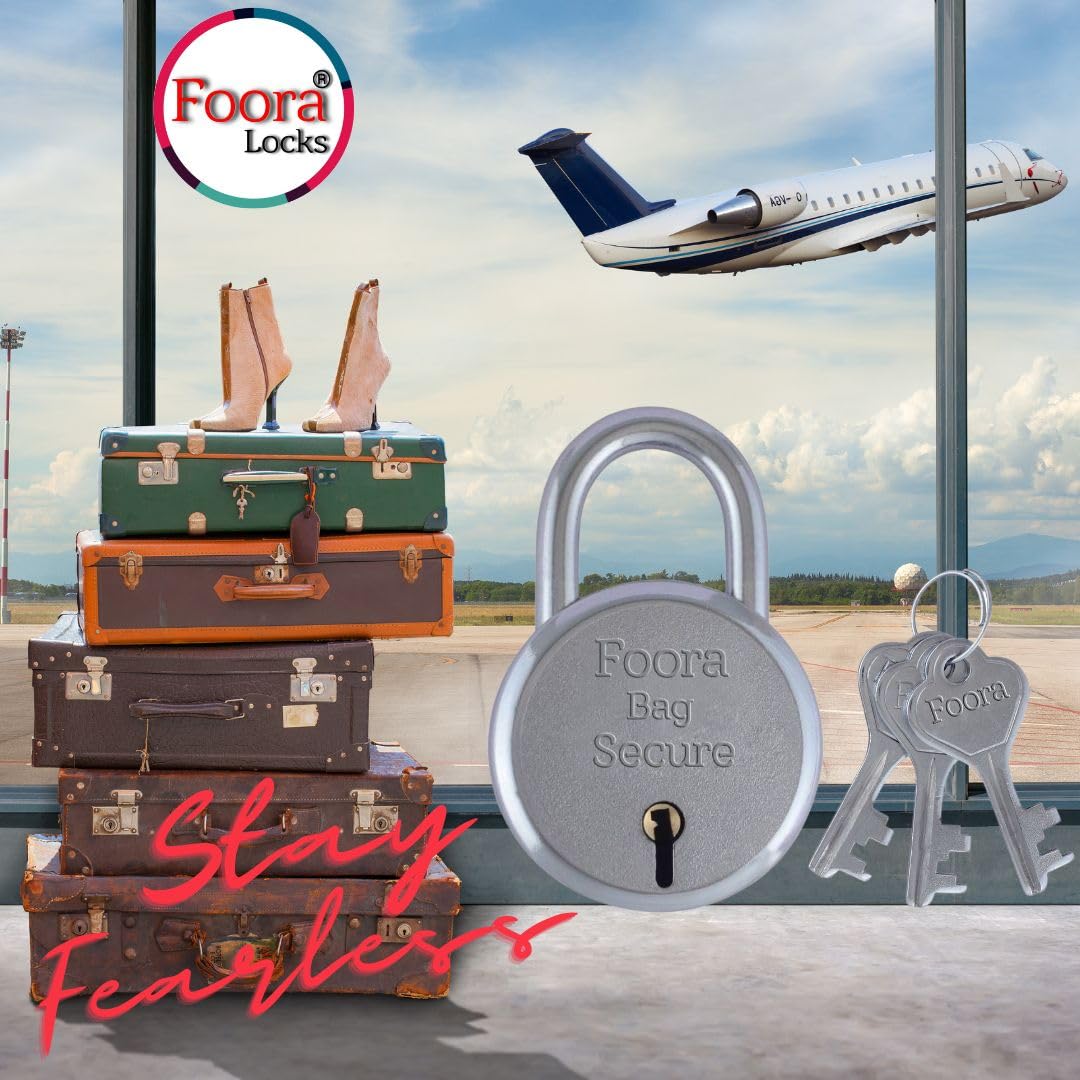 Foora Luggage Lock with 3 Keys - Small Travel Lock for Bags, Boxes, Money Bank - Secure Lock and Key for Trolley Bags, Suitcases Pack of 2 1