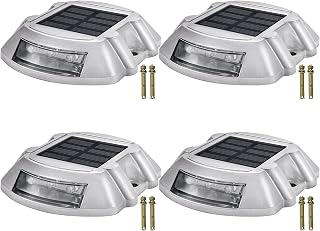 VEVOR Solar Driveway Lights 4-Pack Solar Driveway Lights Bright White with Screw Solar Deck Lights Outdoor Waterproof Wireless Dock Lights 6 LEDs for Path Warning Garden Walkway Sidewalk Steps