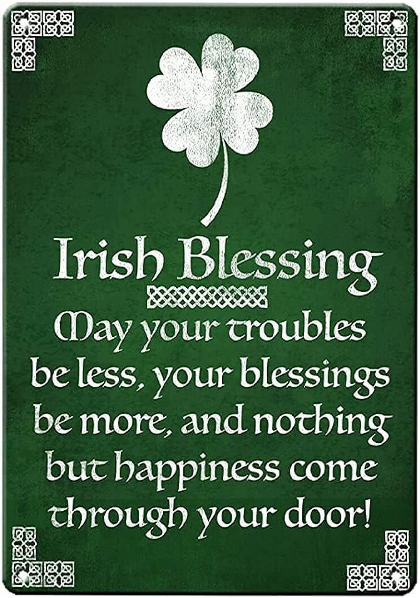 Irish Blessing Green Clover Vintage Quotes Vintage Toilet Cave Bar Home Bathroom Wall Decoration Sign Sign 8x6 inch