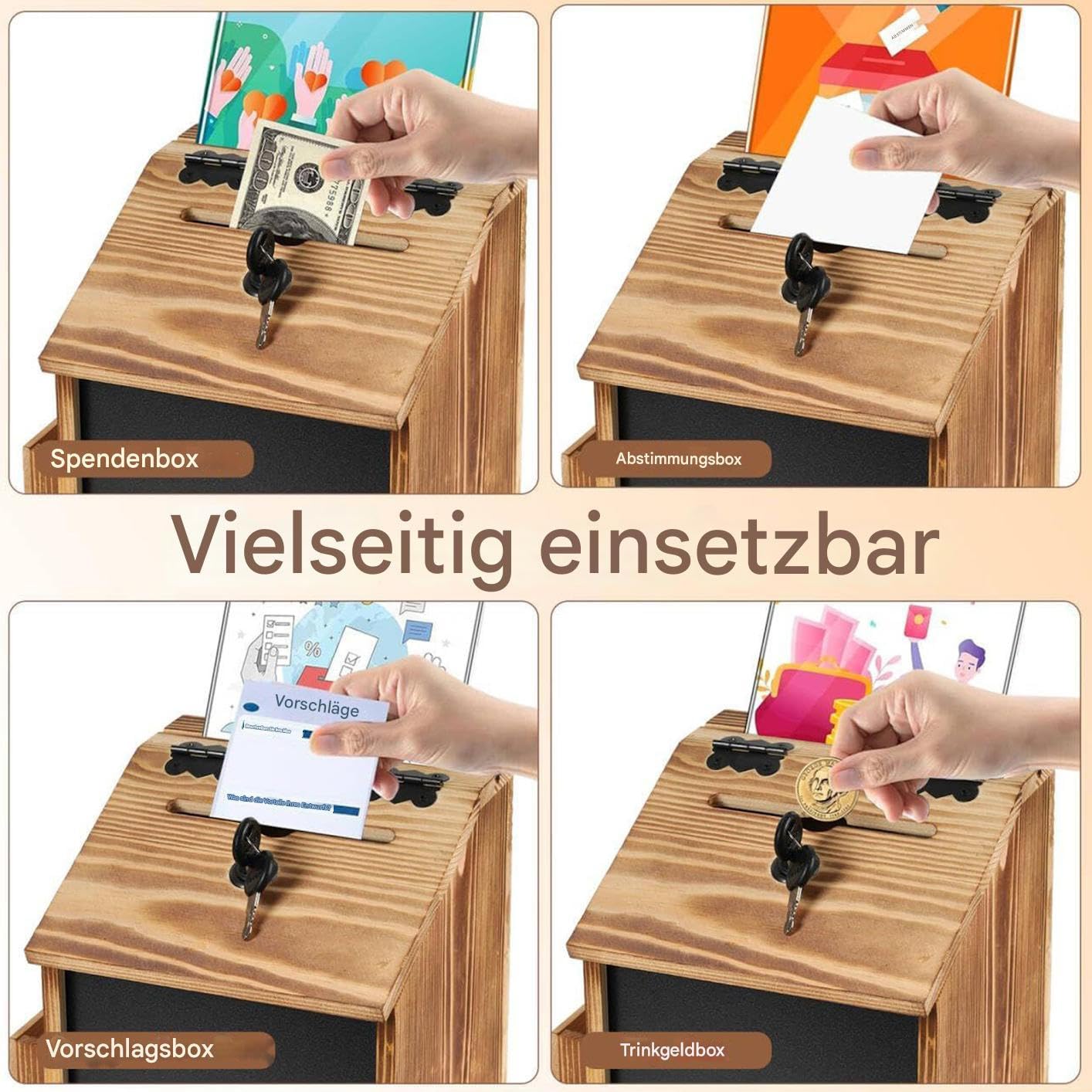 Wahlurne,Holz Spendenbox Mit Und Schloss | Wandmontierter Vorschlag Organizer Für Kommentare Gebetsanfragen Abstimmungen Sparentipps Verlosung Trinkgeld