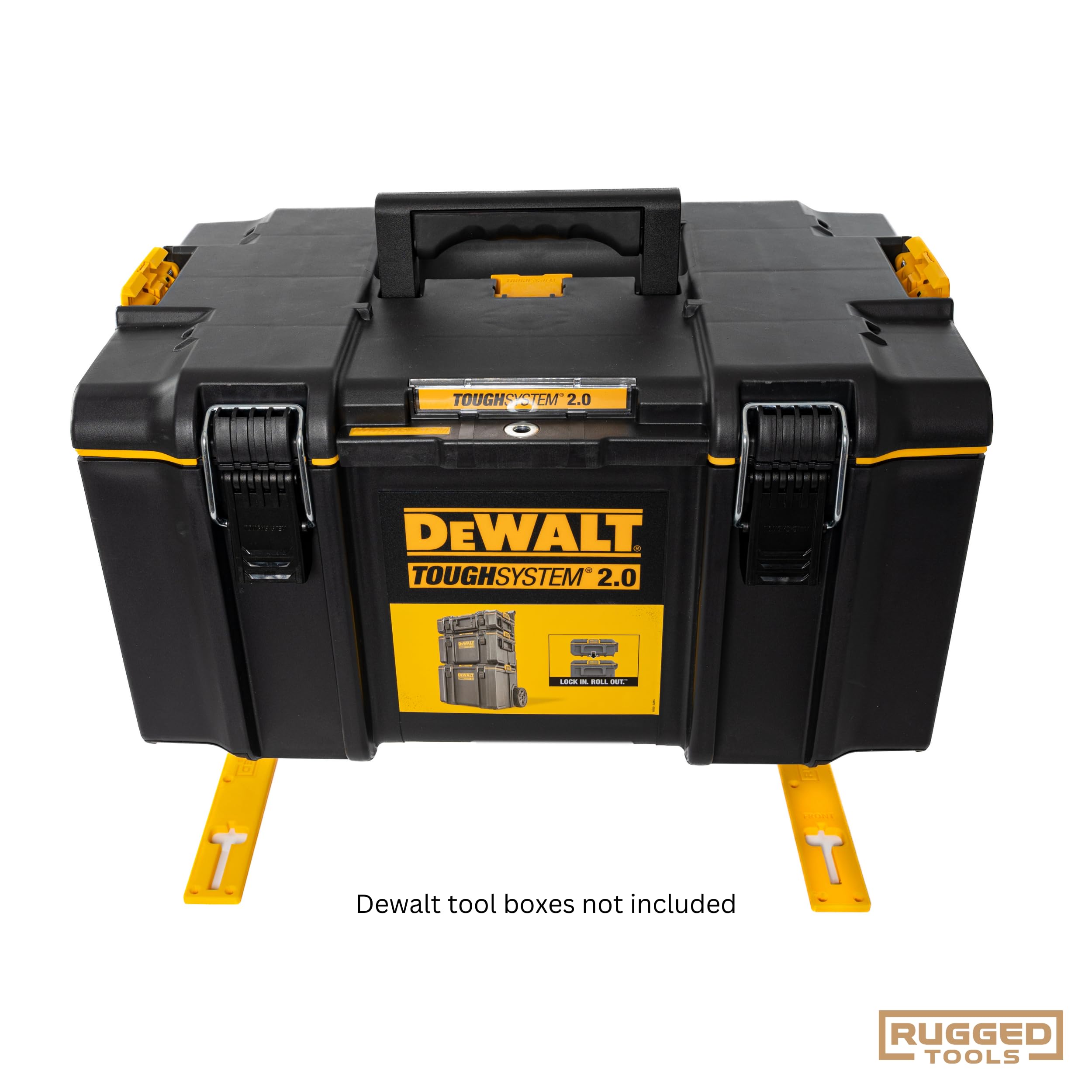 RUGGED TOOLS Anti-Skid Base Plates Compatible with Dewalt ToughSystem 1.0 & 2.0 Tool Boxes - Yellow, Pair - Image 4