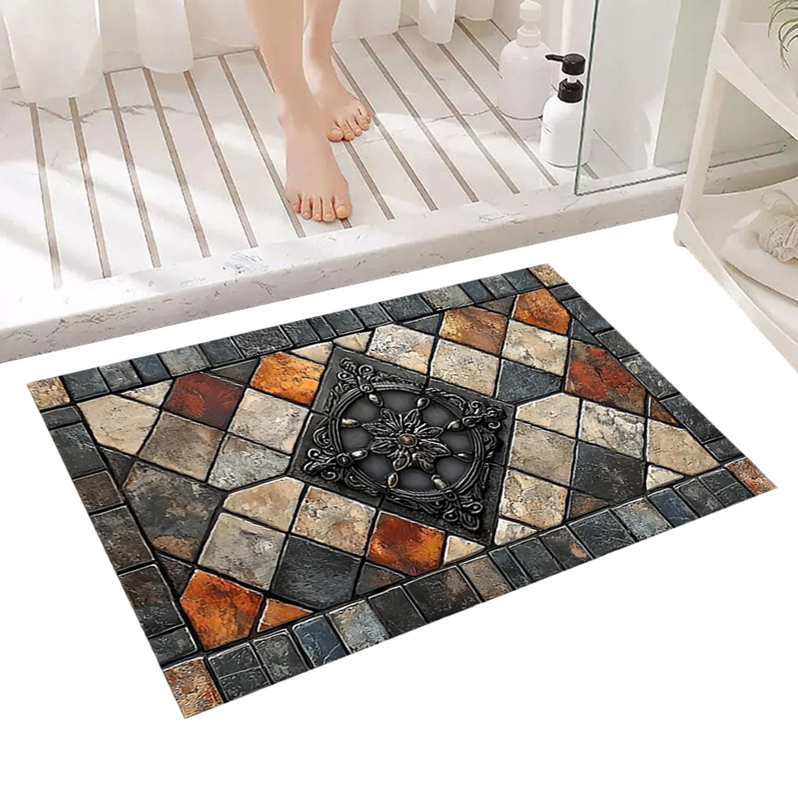 Generico Tappeto Retro Morbido Lavabile Antiscivolo | Tappeto Decorativo Ingresso Ingresso Soggiorno Sala Da Pranzo Bagno Cucina Balcone Amanti Arredamento Proprietari Casa