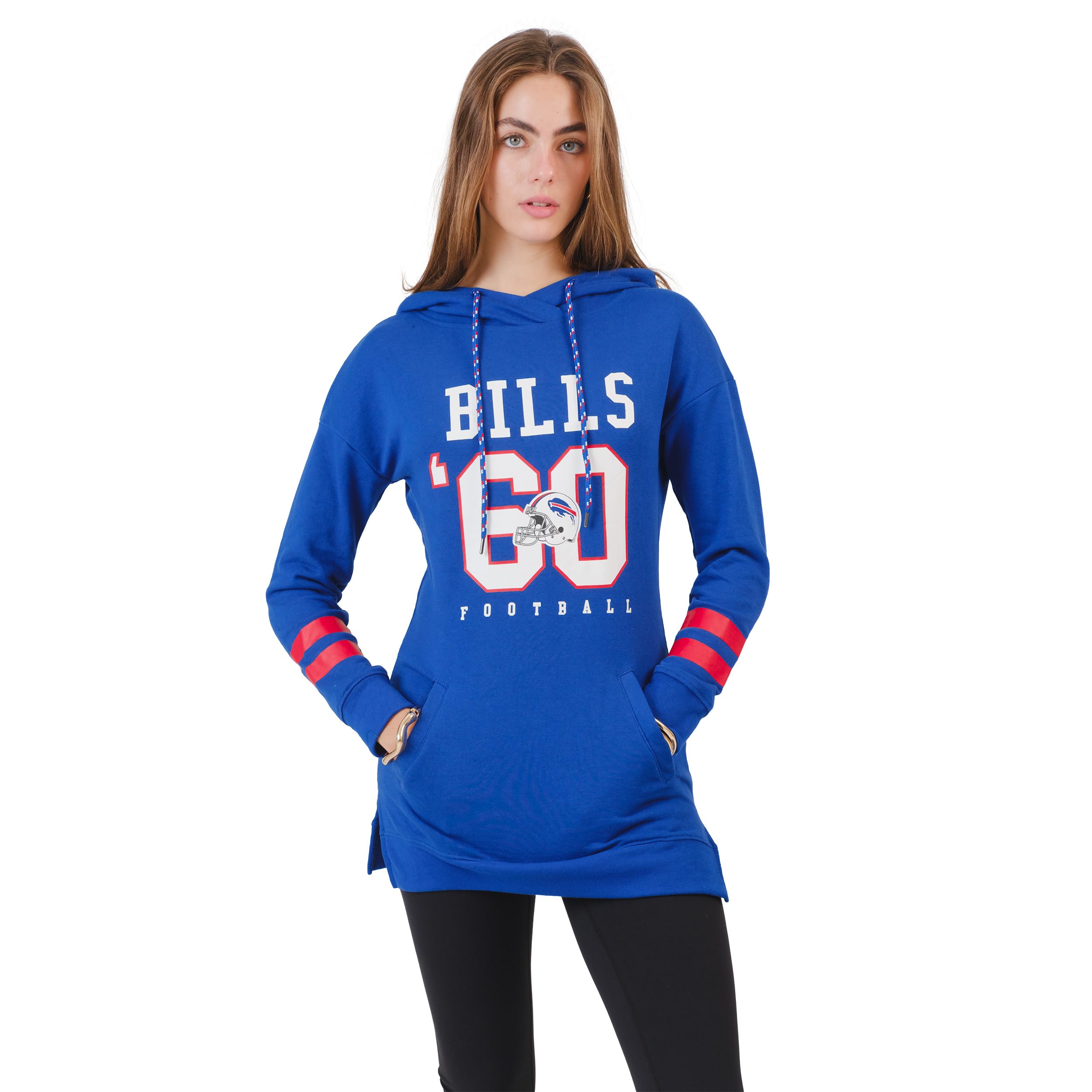 Ultra Game Women's NFL Official Supremely Soft Tunic Sweatshirt Hoodie