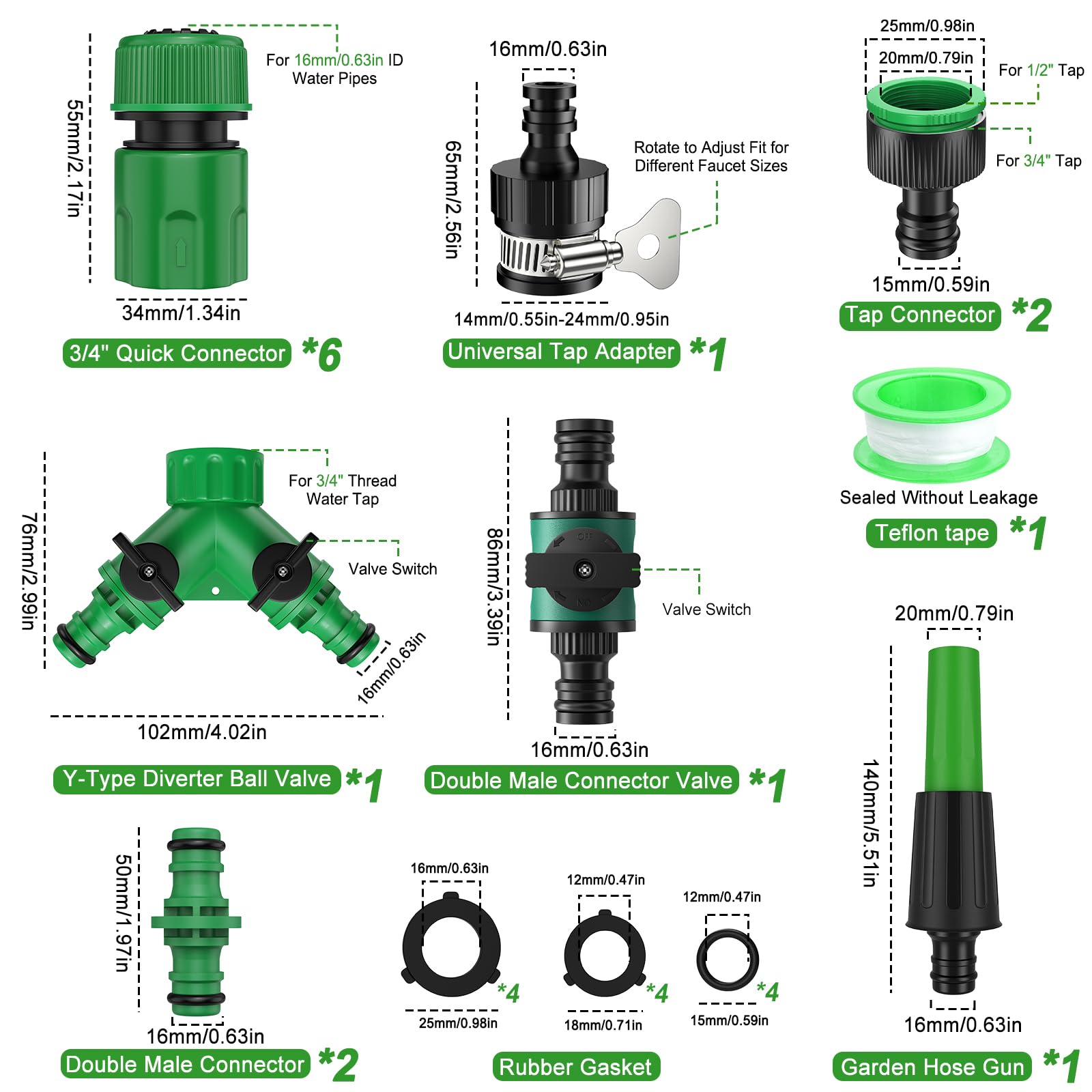 15 Pack Garden Hose Connector Kit, Quick Connector for Hose Pipe&tap(Nozzle,Hose Repair Connector - Image 2