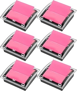 Mr. Pen- Pop Up Note Dispenser, 3" x 3", 6 Pack, Black Base, Clear Top
