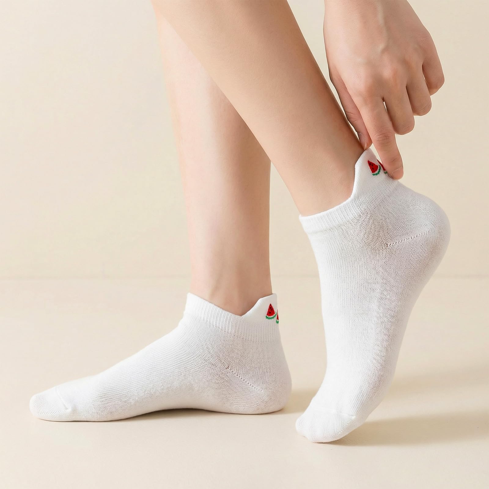 6 par białych skarpet do sneakersów damskich w rozmiarze 36-42, modne bawełniane skarpety na łódkę z wzorem owocowym, oddychające, dla dziewcząt, młodzieży