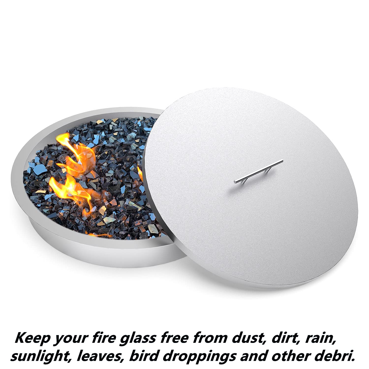 BBQPLUS Fire Pit Burner Cover Round for 19 Inches Diameter Dropin