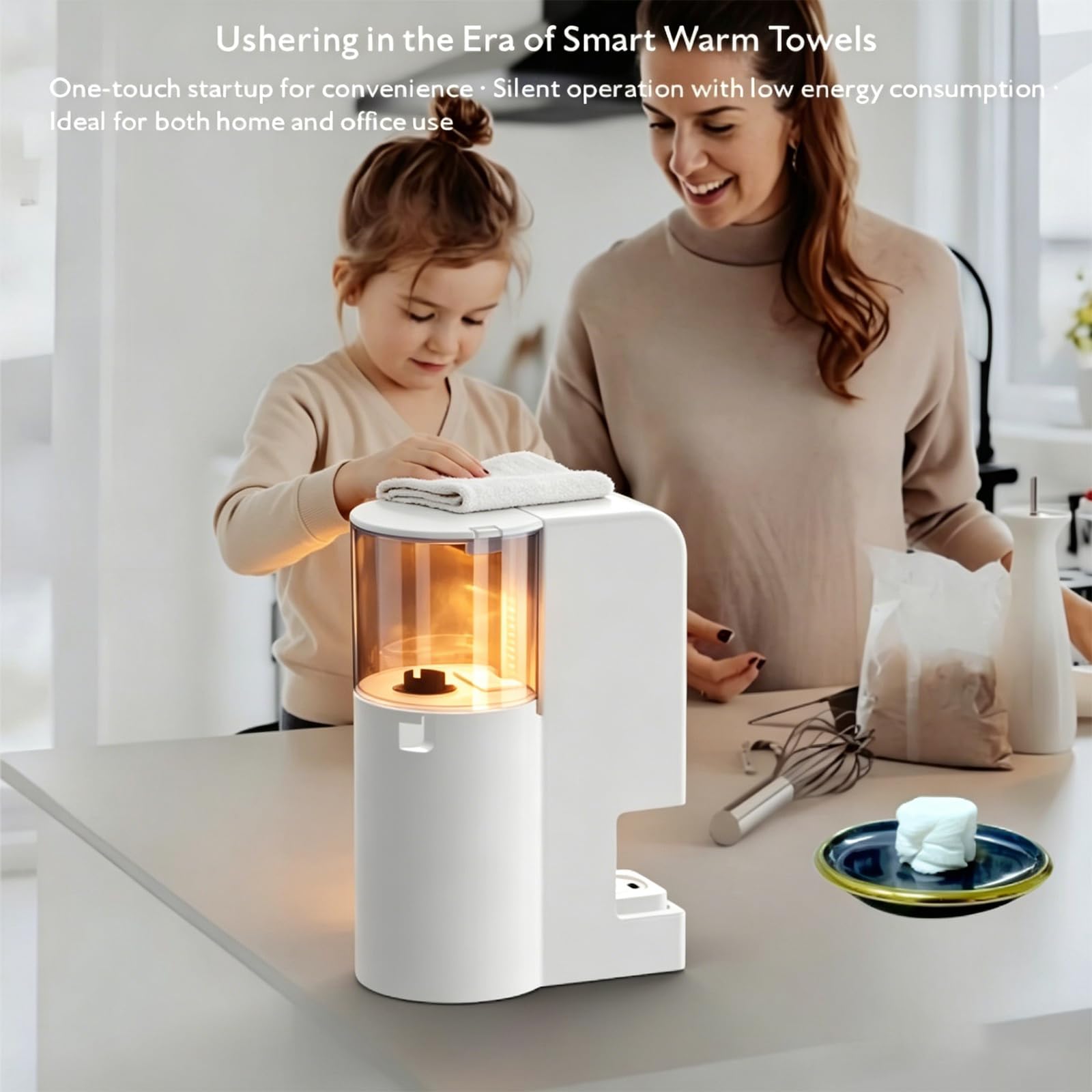 Distributore Automatico Di Asciugamani Caldi, Dispenser Intelligente Di Asciugamani Caldi, 40 Asciugamani Morbidi Compressi, Avvio Automatico Con Un Clic, Riscaldamento Rapido A 55°c, Temperatura