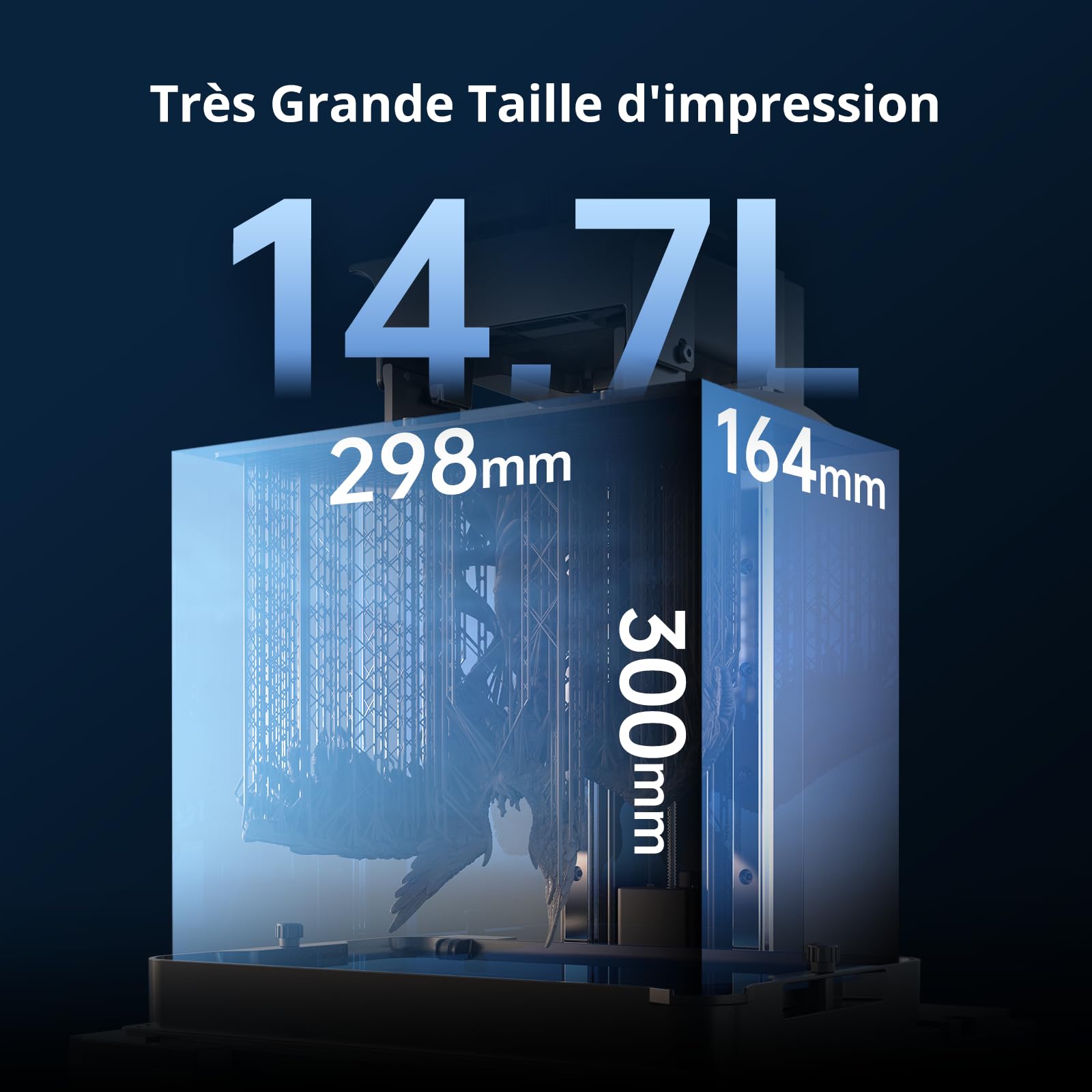 ANYCUBIC Photon Mono M7 Max Imprimante 3D Résine, 13,6'' 7K Grande Imprimante Résine avec Conception du Couvercle à Rabat Impression Assistée par Ordinateur, Taille d'impression 298 x 164 x 300mm
