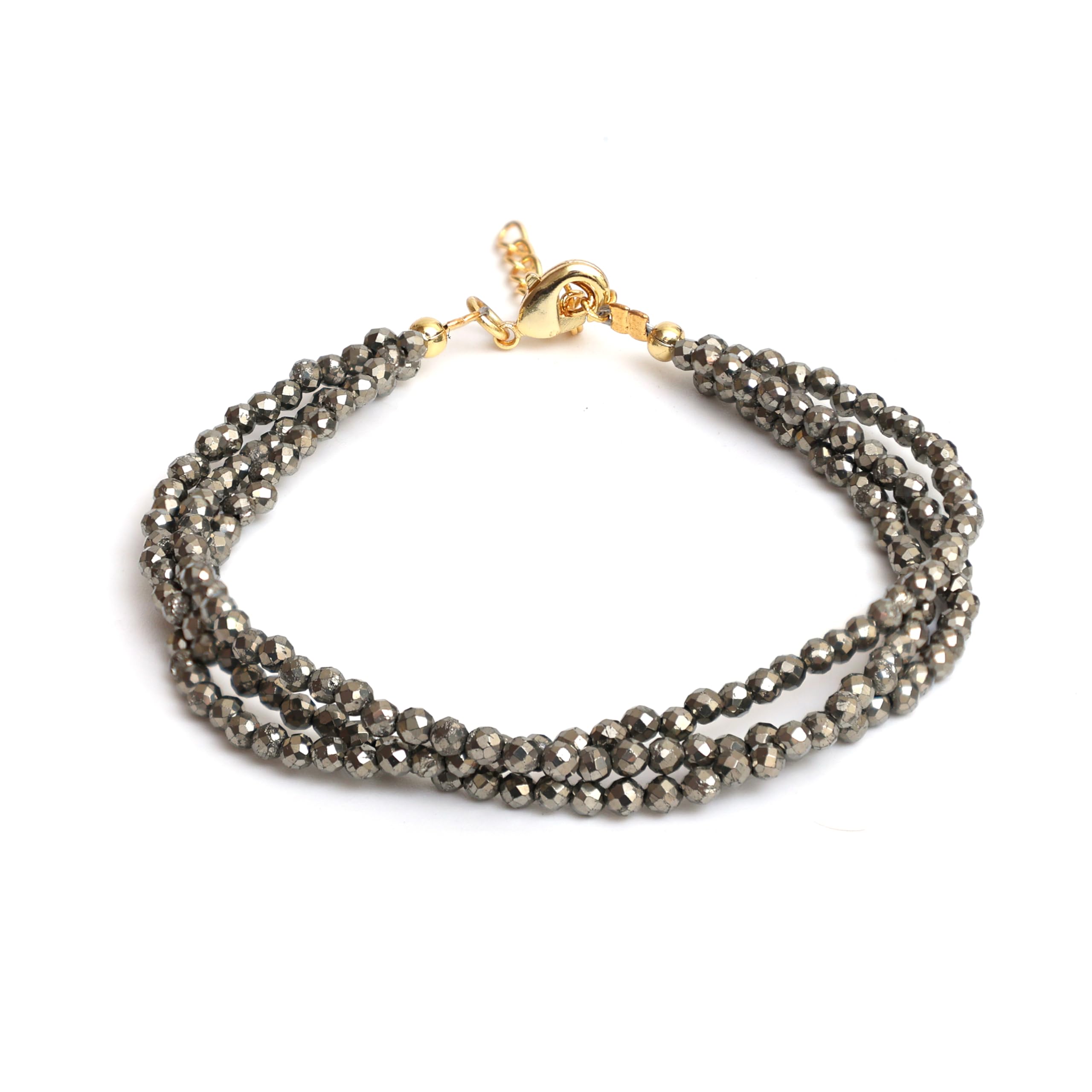 Gempires Natural Multi Strand Beaded Bracelets Lightweight Handmade Gemstone Jewelry Hypoallergenic 8 Inch Gold Plated Stylish Everyday Wear Jewelry