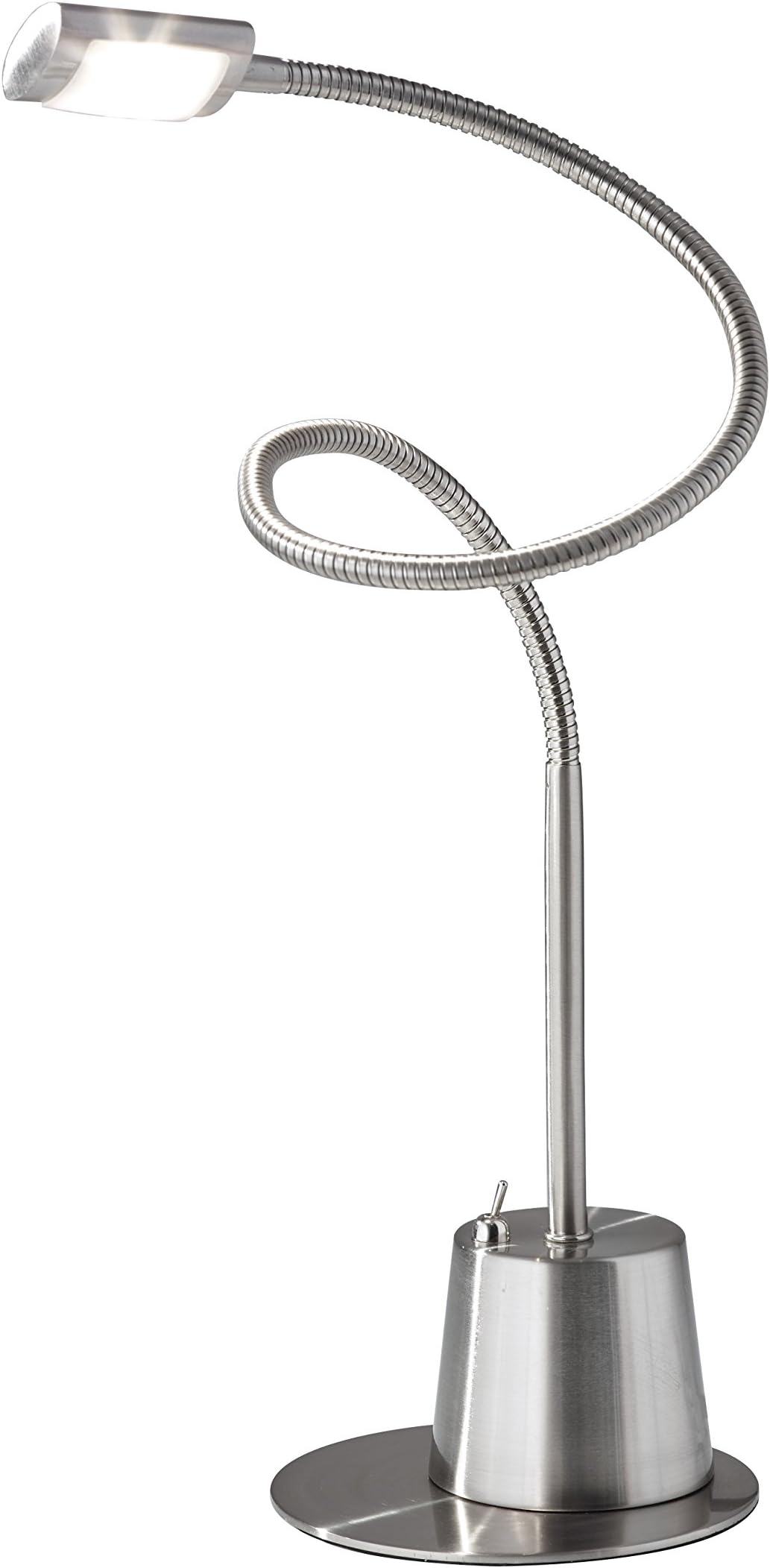 Adesso 5033-22 Eternity Extended Gooseneck Lamp, 37 in, 2.5W LED, Brushed Steel, 1 Table Lamp