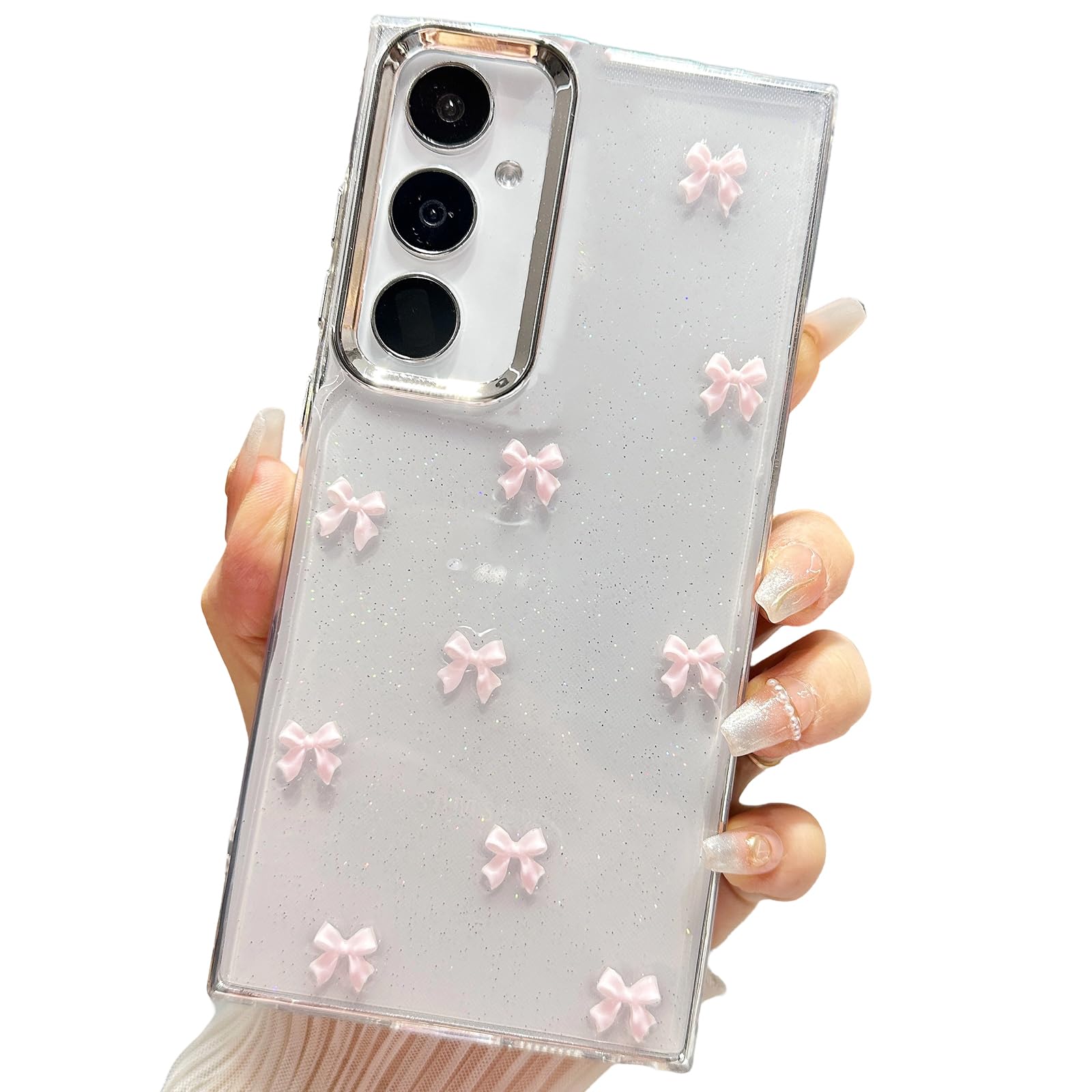 Amazon.com: Esakycn Case for Samsung Galaxy A17 / A16 / A26 5G 6.7", Bling  Glitter 3D Bow Cute Sparkly Crystal Clear Bowknot Aesthetic Design Phone  Case TPU Transparent Protective Cover for Women