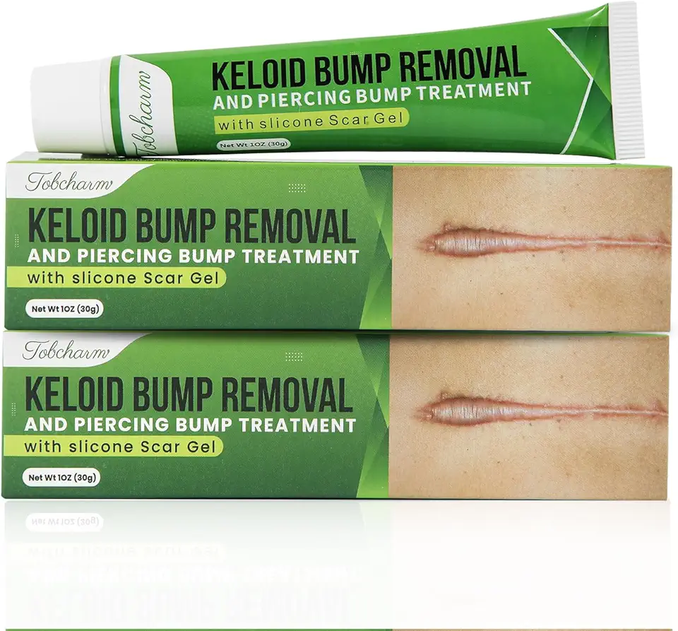 Tobcharm Gel avançado para cuidados com cicatrizes queloides, gel de silicone para aparência de cicatrizes queloides e marcas de pele, gel suavizante de cicatrizes para orelhas, rosto e corpo, pacote
