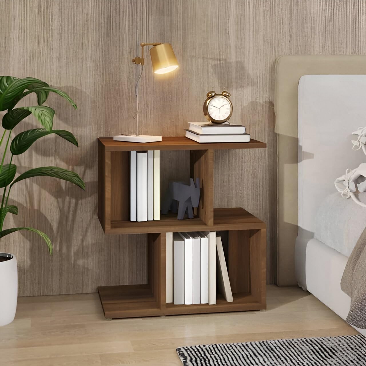 MATTERHORN Engineered Wood Bedside Table with Shelves – Modern End Table for Bedroom & Living Room, DIY Assembly, Almond Beige Finish (50 x 30 x 51.5 cm, Model MOBT-93101)-image-14