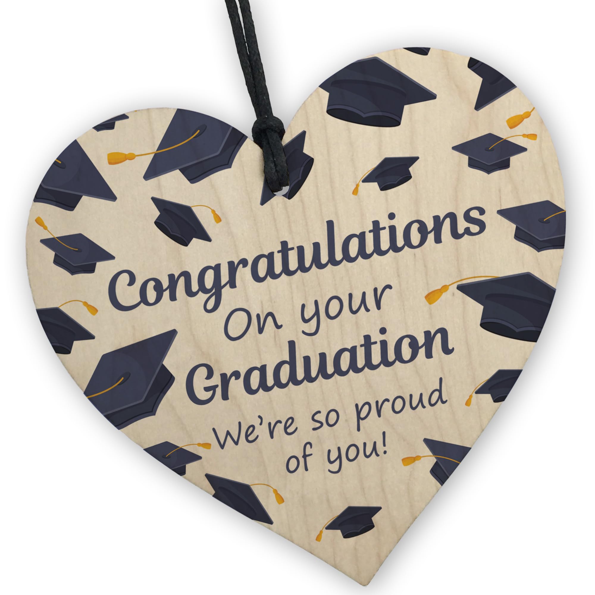Red Ocean Graduation Hanging Wood Heart For Daughter Son Granddaughter Grandson Him Her Congratulations For Graduation Present Keepsake