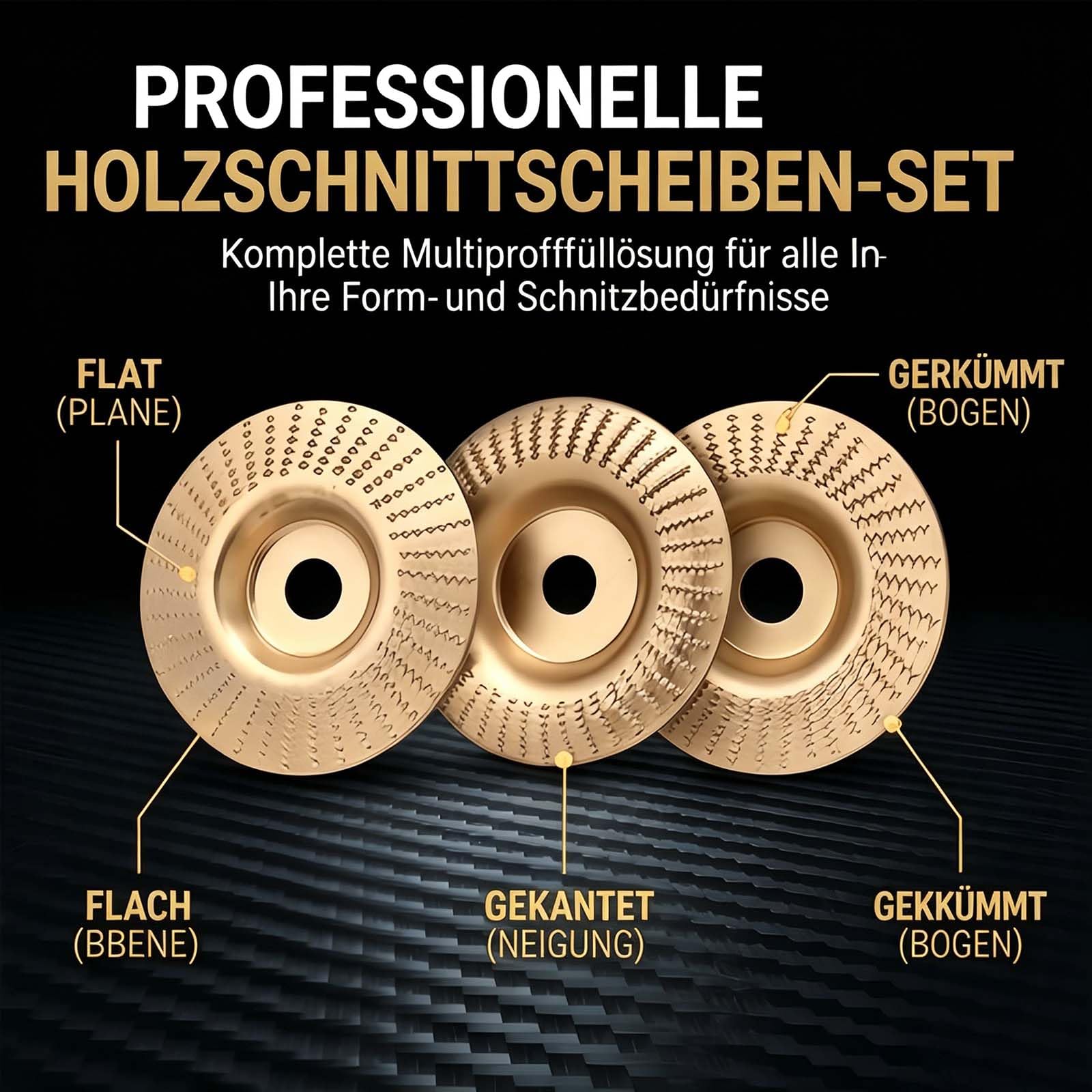 Wolframcarbid Schleifer und Wolframkarbid-Scheibe für Winkelschleifer, Holz Schleifscheibe 125mm, Robustes Rad zum Schnitzen, Schleifscheiben (3pc)