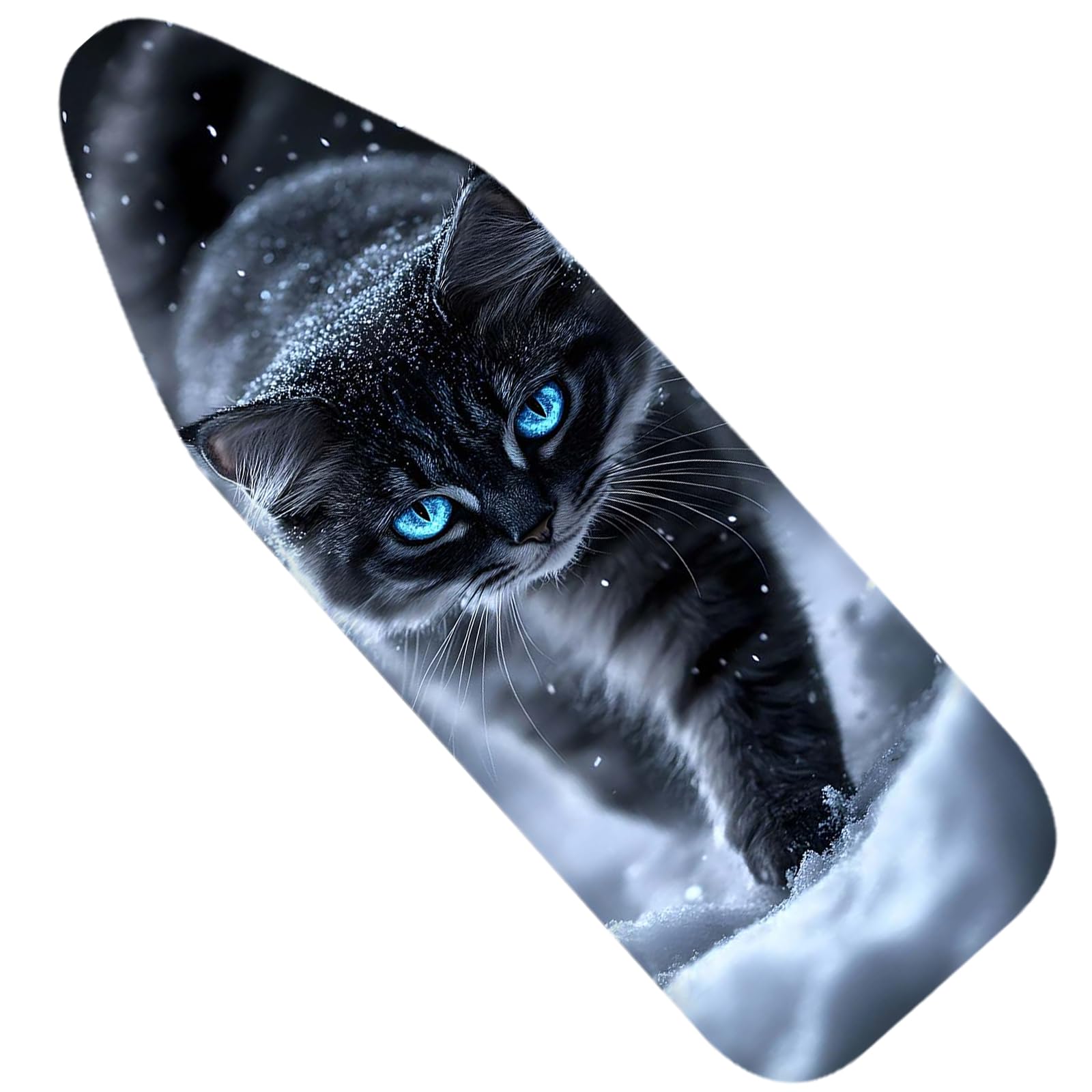 Nuxovilar Snowy Black Cat with Blue Eyes Ironing Board Cover, 15 * 54inch, Fits Most Standard Boards, Ironing Accessory, Home Decor