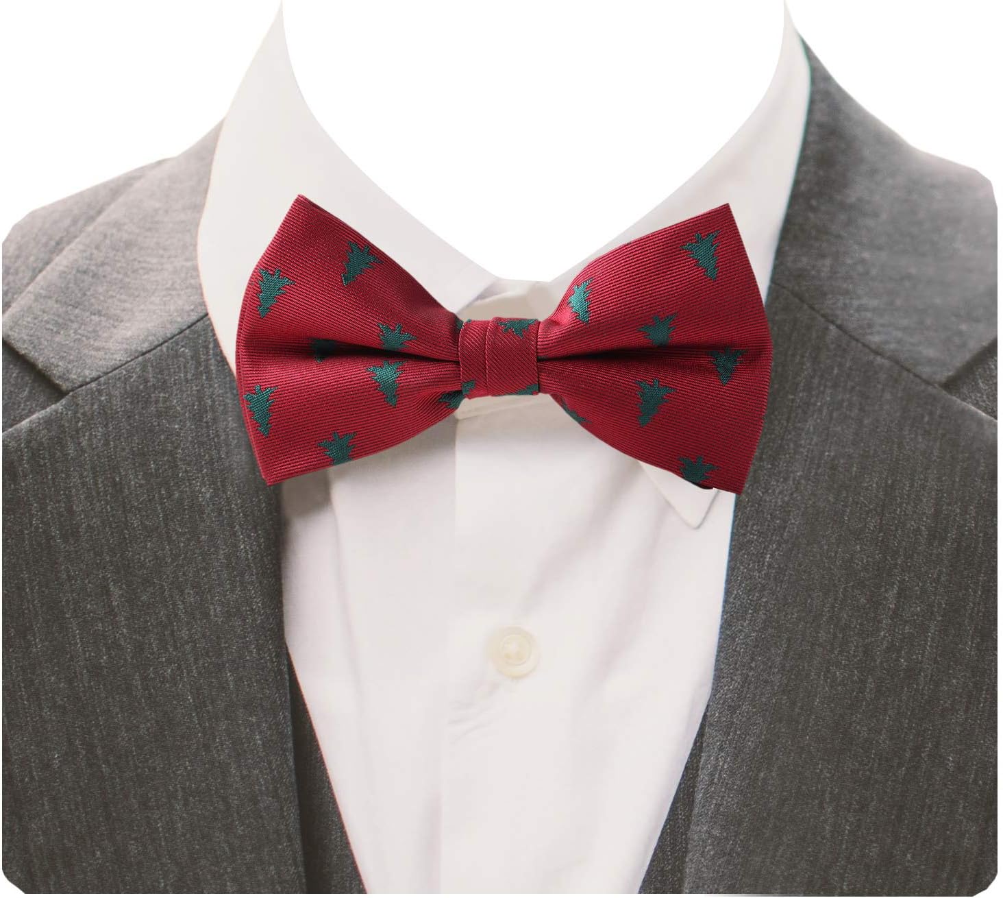 GUSLESON 4PCS Men's Christmas Bow tie Festival Theme Bowties Pre-Tied Neckwear Snow Tree Pattern