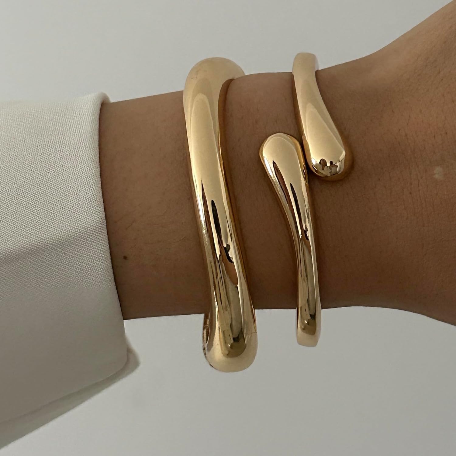 Chunky Gold Bangles Bracelets for Women Gold Cuff Bracelet Set Waterproof Non Tarnish Stack Bracelet for Women Gifts - Image 3