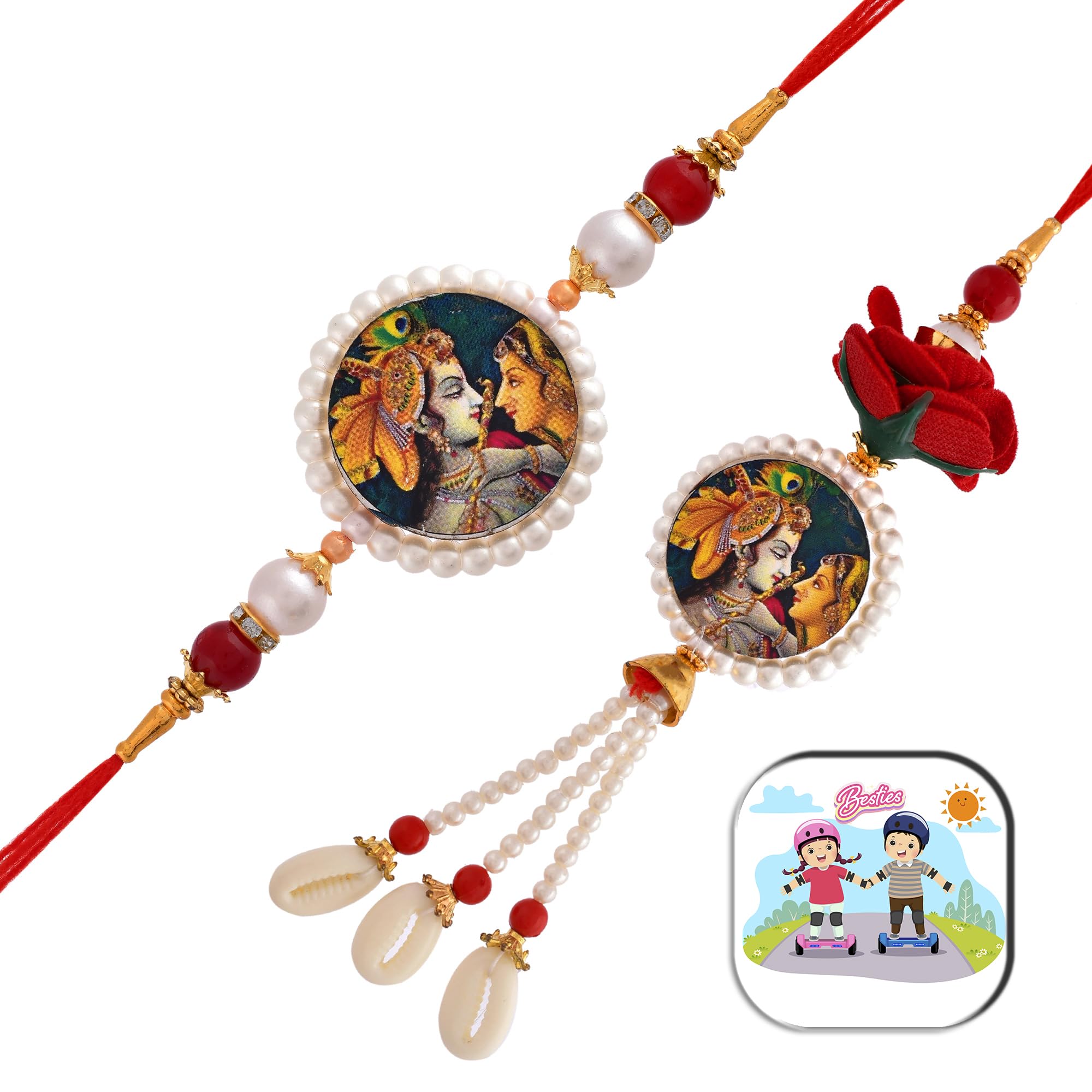CraftVatika Bhaiya Bhabhi Rakhi Magnet Set Rakhi for Brother and Bhabhi 1 Fridge Magnet Radha Krishna Flower Lumba Rakhi for Couple Designer Rakhi Set, Rakhi with Fridge Magnet (B0C96YM3YF) Amazon Price History, Amazon Price Tracker