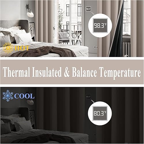 Miniatura 5 de Estelar Textiler Natural Total - Cortinas opacas 100% para dormitorio, cortinas opacas con aislamiento térmico de 84 pulgadas de largo, 2 paneles