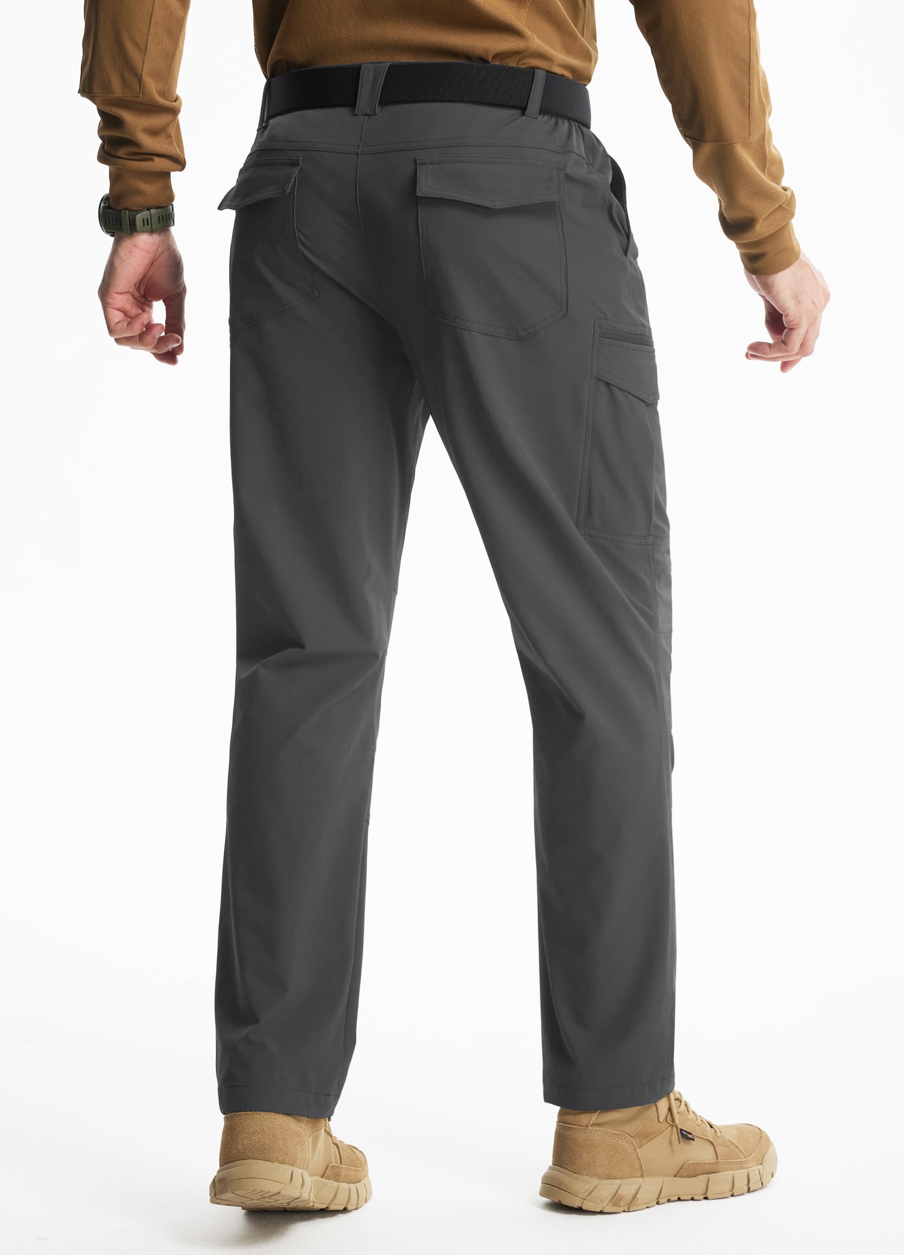Libin Men's Hiking Pants with 8 Pockets 32" Lightweight Stretch Cargo Work Pants Quick Dry Water Resistant Travel Outdoor, Carbon Grey, 36W x 32L
