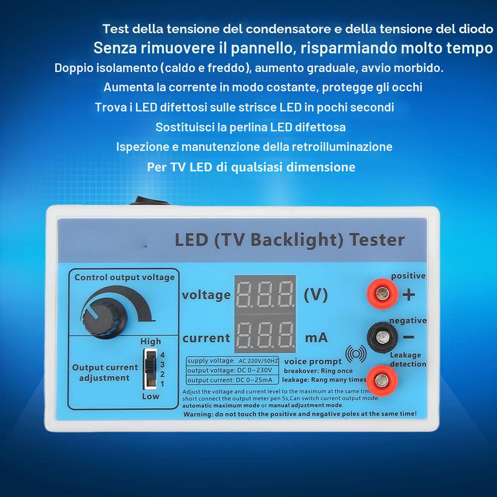 Led TV Retroilluminazione Tester Multifunzione Strisce Perline Led Light Strip Lamp Bead Test Strumento di Riparazione Rilevatore di Luce Uscita 0‑230 V (Spina UE 220V)