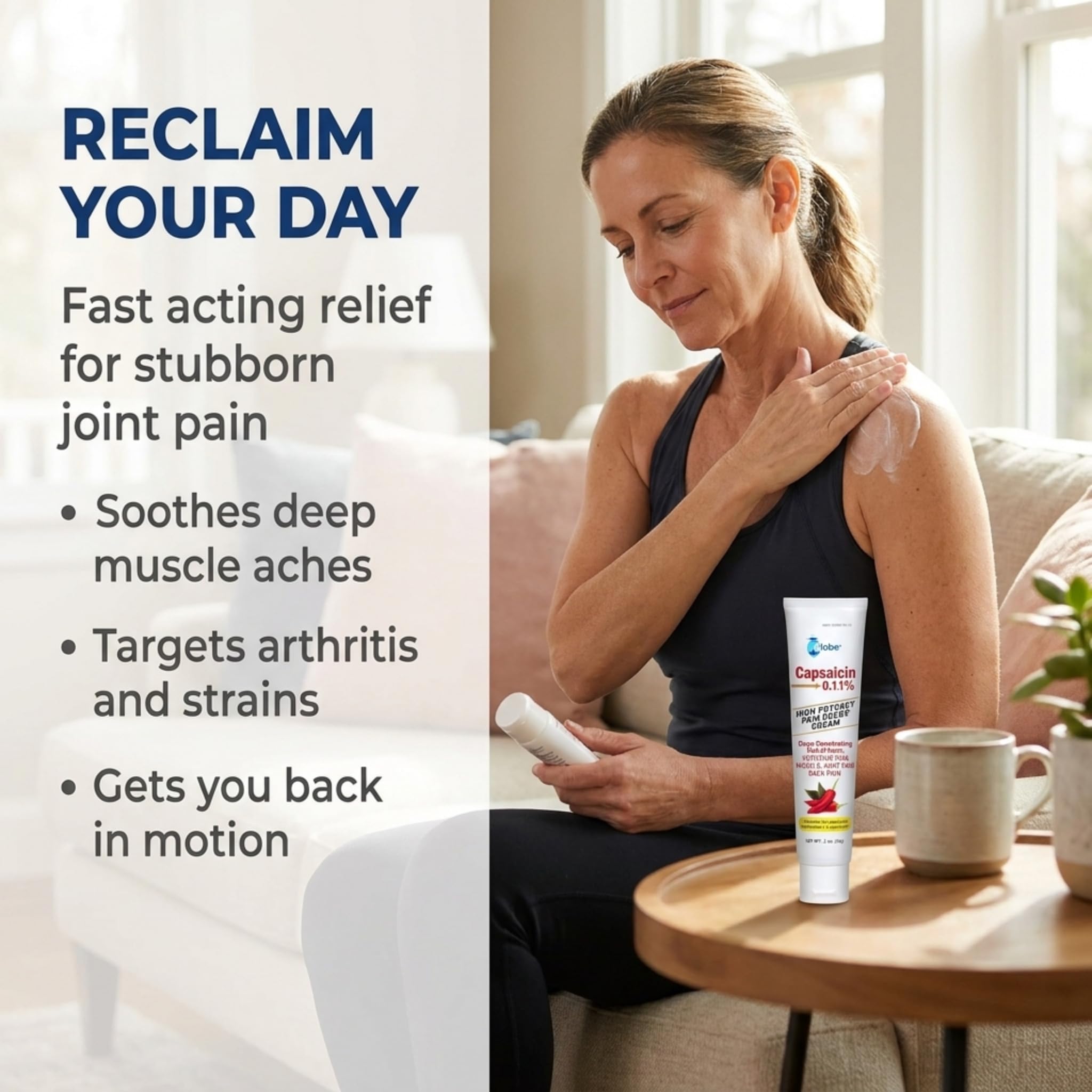 Globe Capsaicin 0.1% Pain Relief Cream 2 oz, High Potency 3 - Pack — Amazon image 6