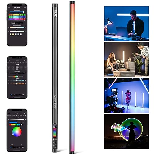 NEEWER TL120C Tube Lumineux RGB, 42W Toutes Couleurs RGBWW Stick Lumineux LED Photo Vidéo avec Contrôle APP/2,4G/DMX, 7 Effets Pixels/18 Scènes, 2500K-10000K CRI97+ TLCI98+, Batterie 6000mAh - 42W avec batterie 6000 mAh